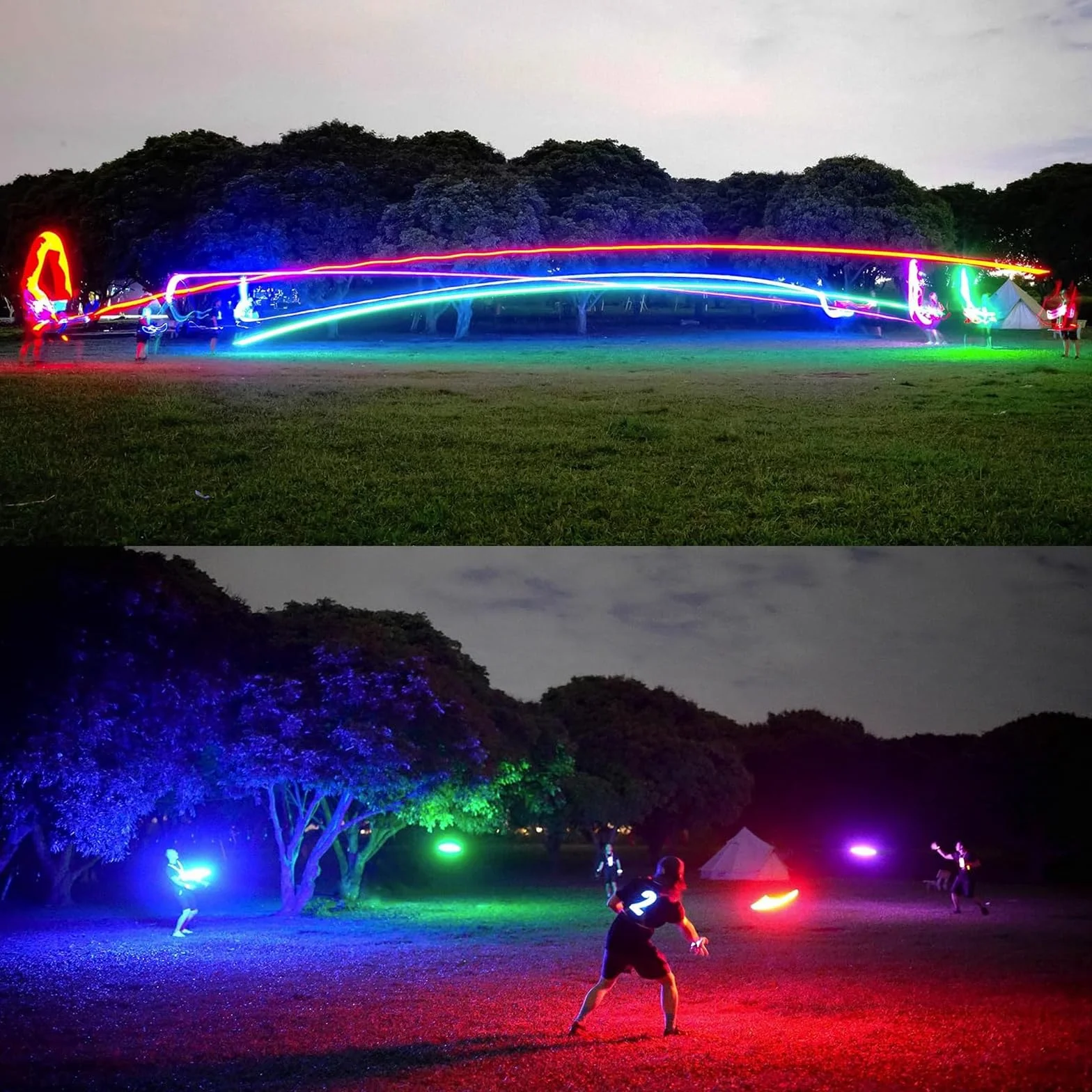 Frisbee LED Luminoso Disco Volante Morbido Tessuto 49 LED Funsport dla Dorosłych Dzieci Plaża