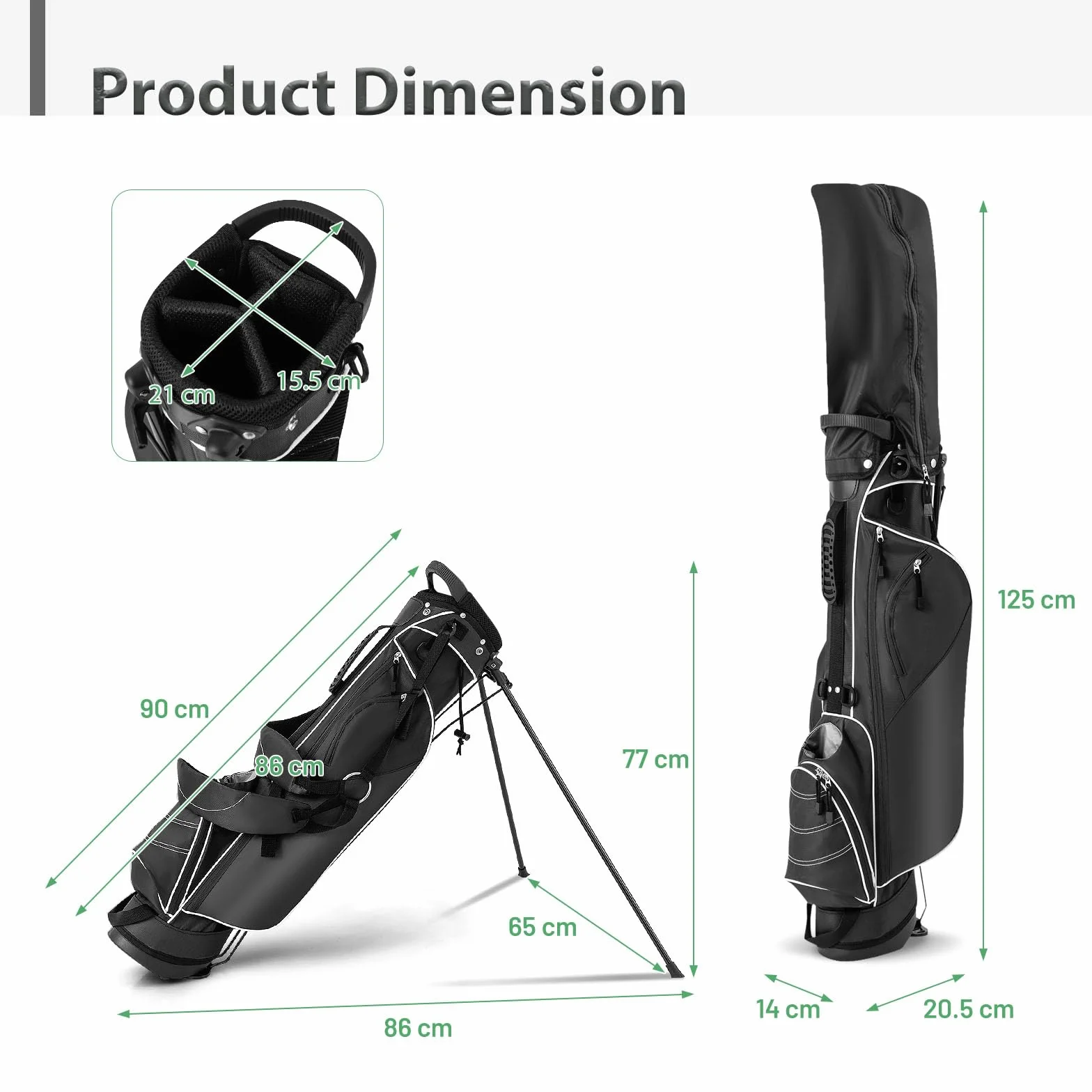 LIFEZEAL Borsa da golf 4 divisori spallacci regolabili leggera