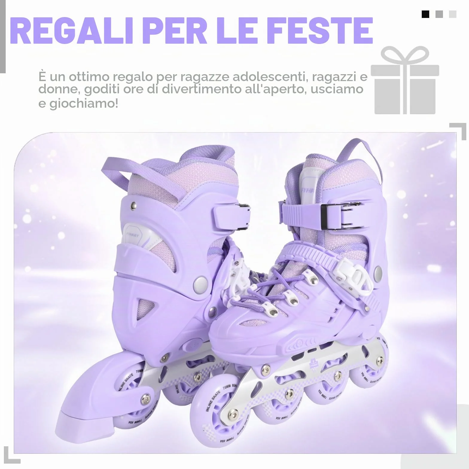 Pattini in Linea per Bambini, Telaio in Alluminio, Misura Regolabile, Viola