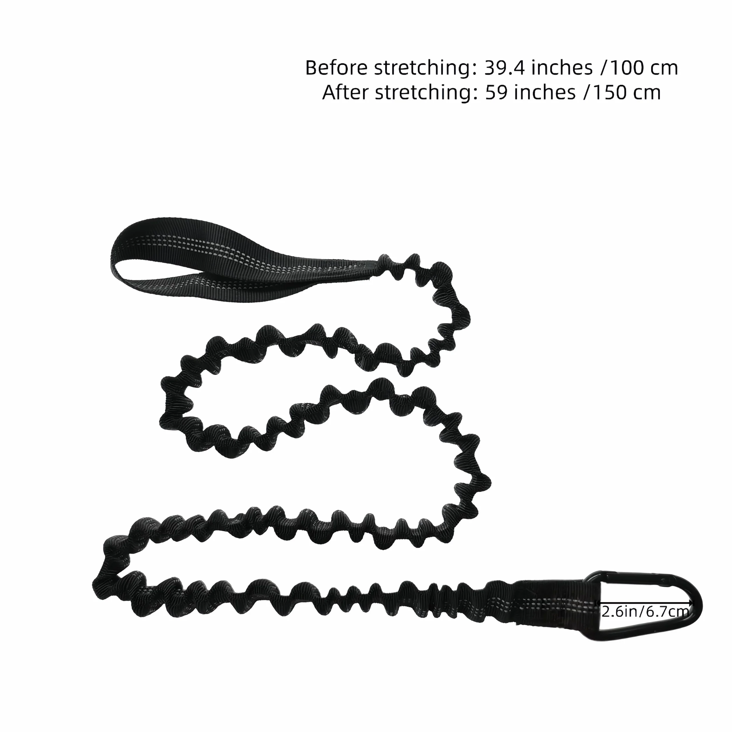 Guinzaglio di sicurezza per kayak 2 pezzi 1,5 m elastico con moschettone nero