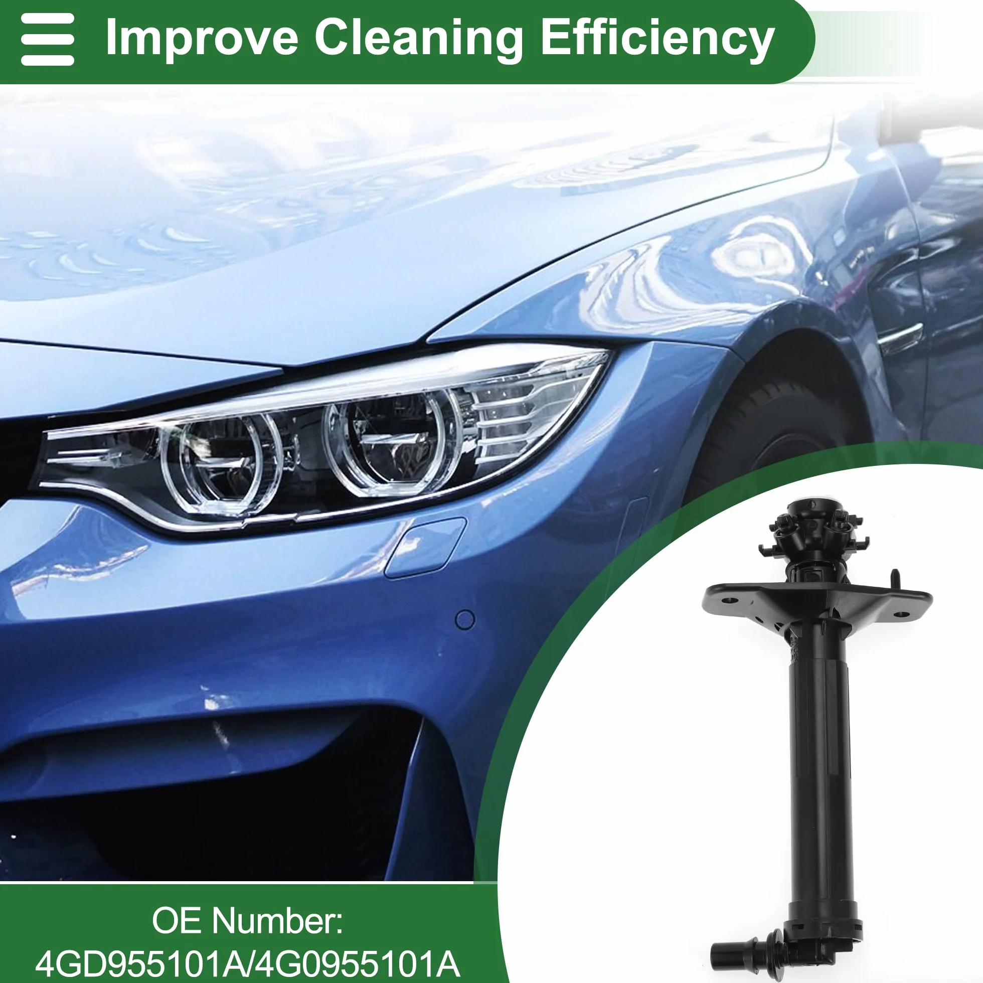 Motoforti Getto Spruzzatore Ugello Lavafari Faro per A6 2013-2018 Plastica Nero