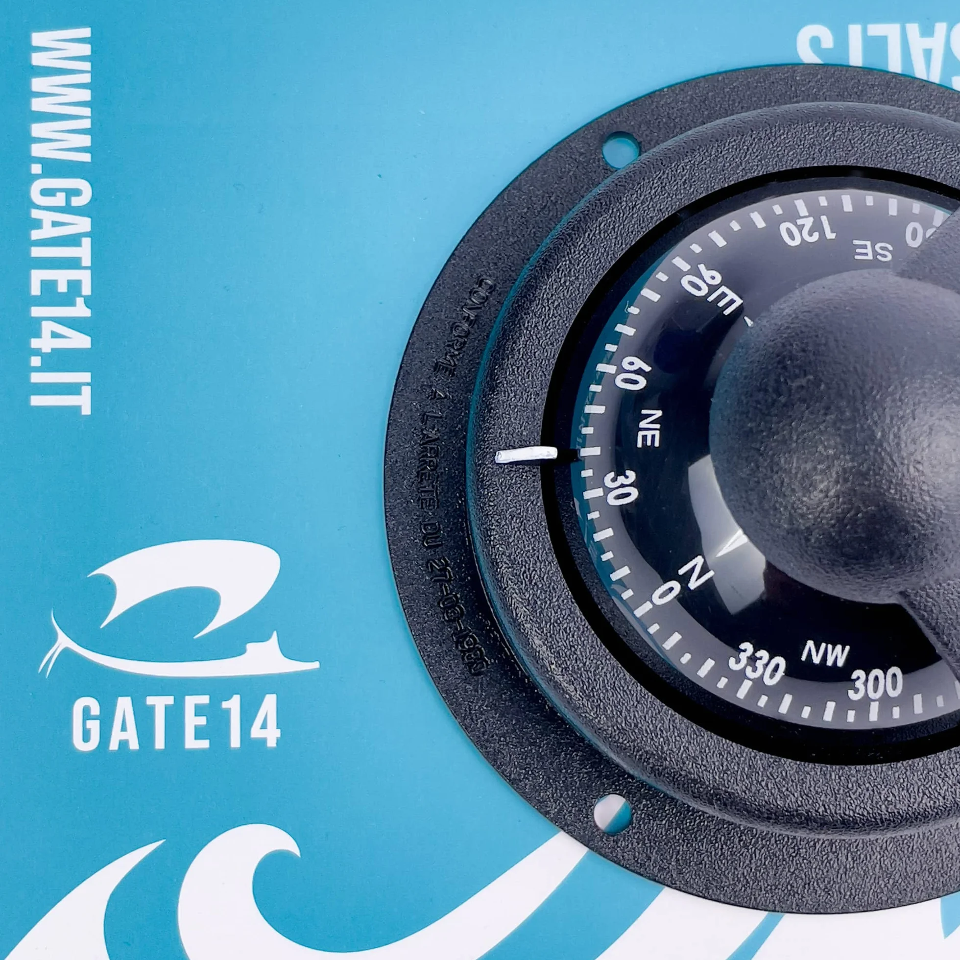 GATE14® Bussola Nautica di Precisione 2" 80 x 42 mm Nero Calotta AntiRiflesso