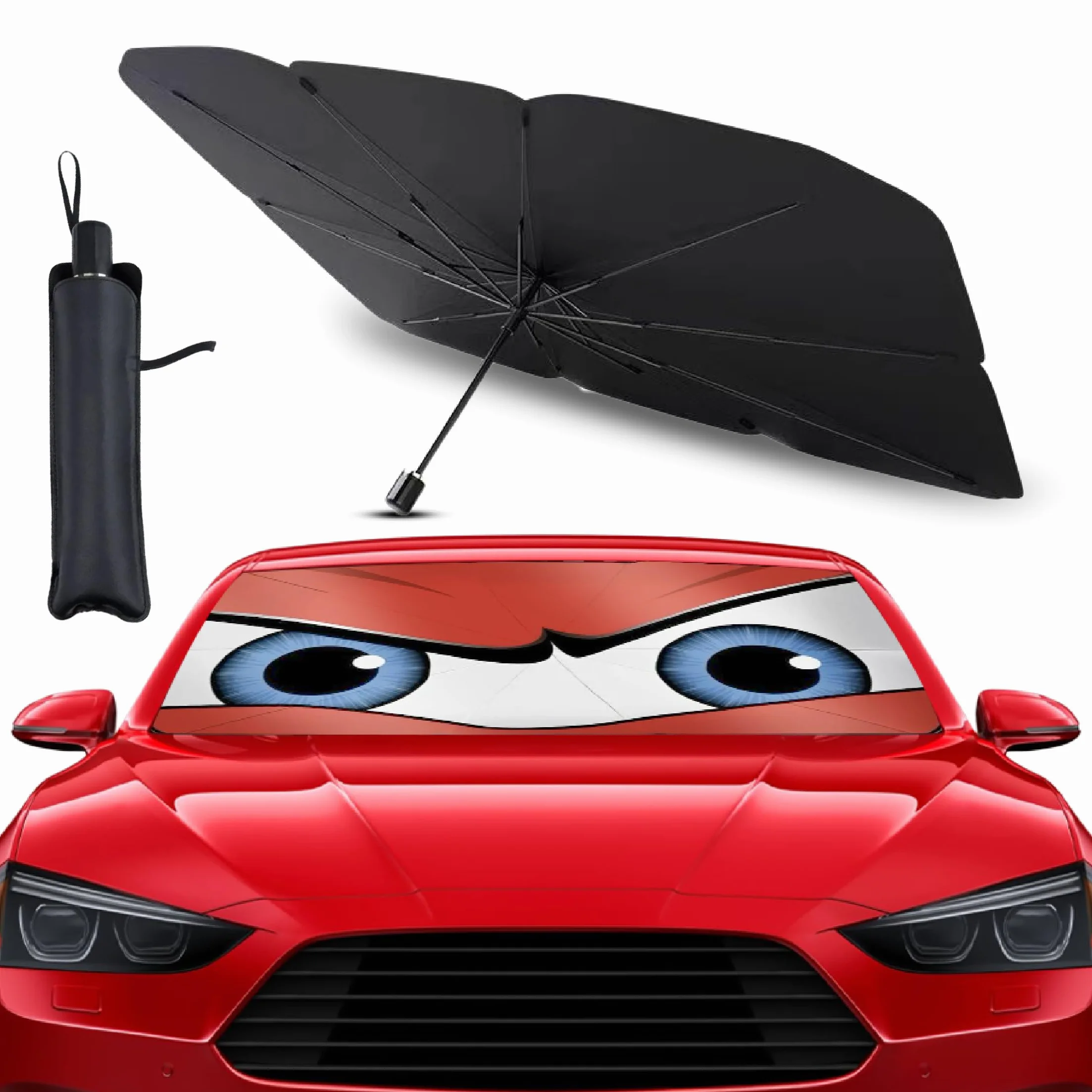 Parasole Auto Protezione Solare Anteriore per SUV, Parasole per Auto Ombrello Parasol Macchina 140x80cm Resistente ai Raggi UV Ombrello per auto con Rivestimento in Titani