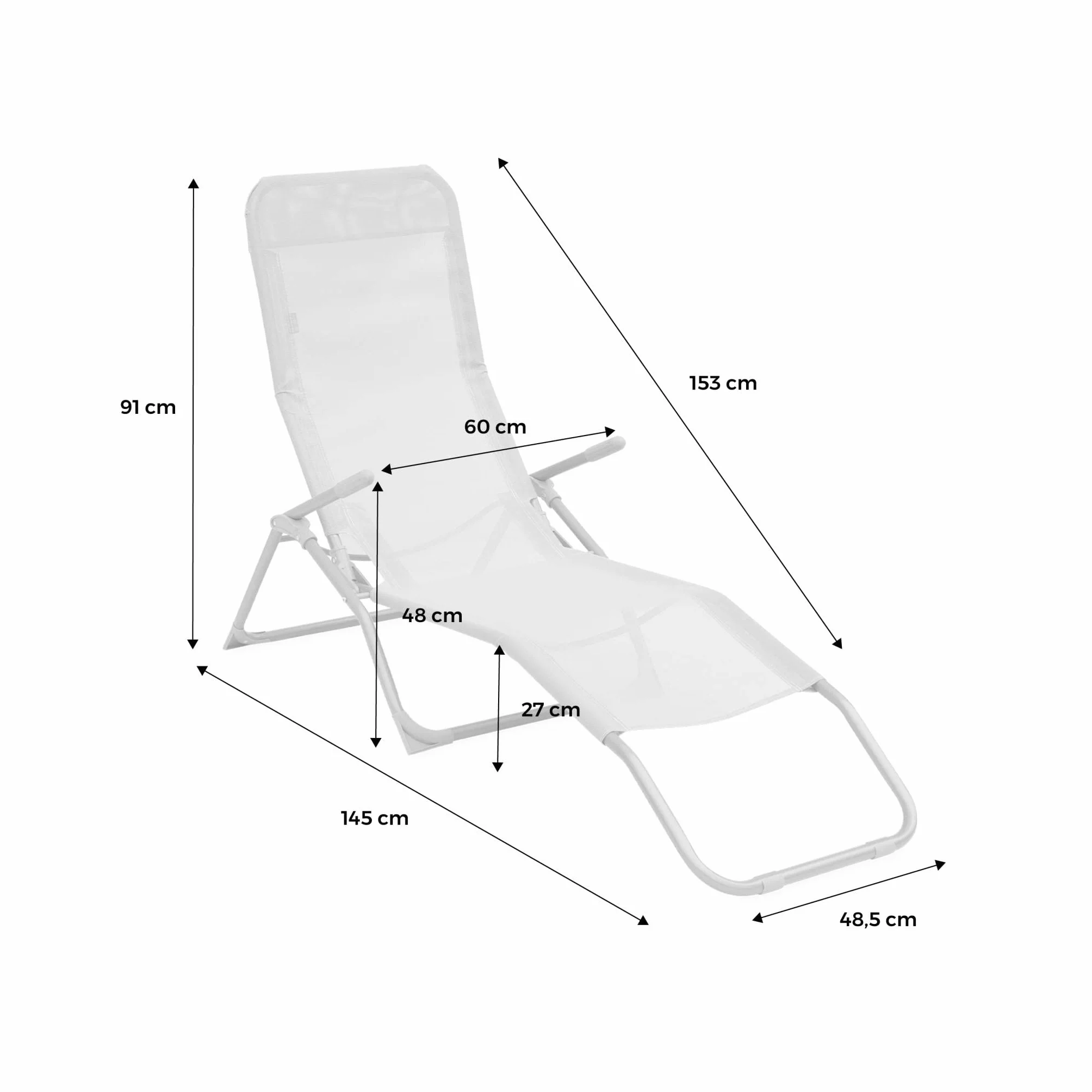 Set 2 sdraio in textilene multiposizione Grigio bruno - 60x165x70 cm