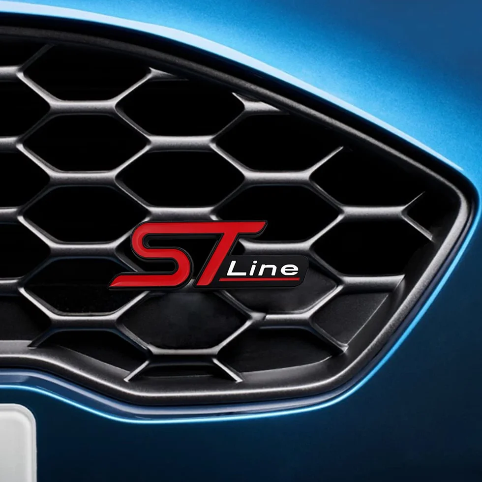 Emblema in metallo ST Line per griglia anteriore auto, decorazione carrozzeria adesivo