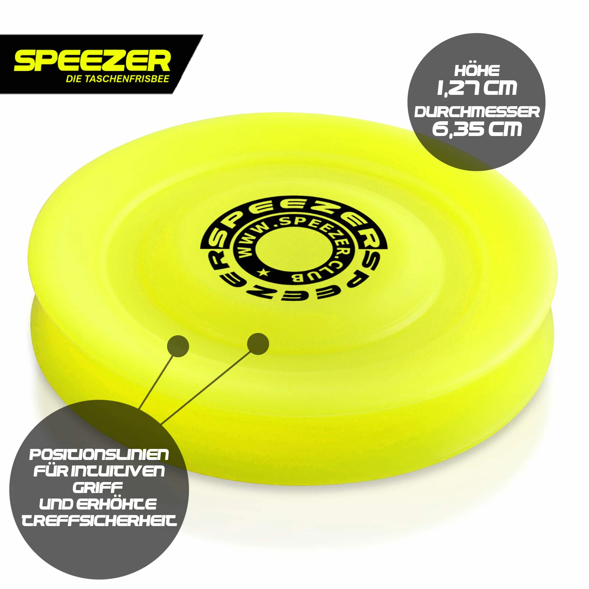 SPEEZER Mini Frisbee – neon yellow disc for kids & pros – small soft pocket frisbee