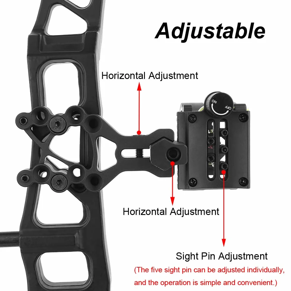 SHARROW Mirino per Arco Compound 5 Pin Regolabile Alluminio Accessori per Caccia