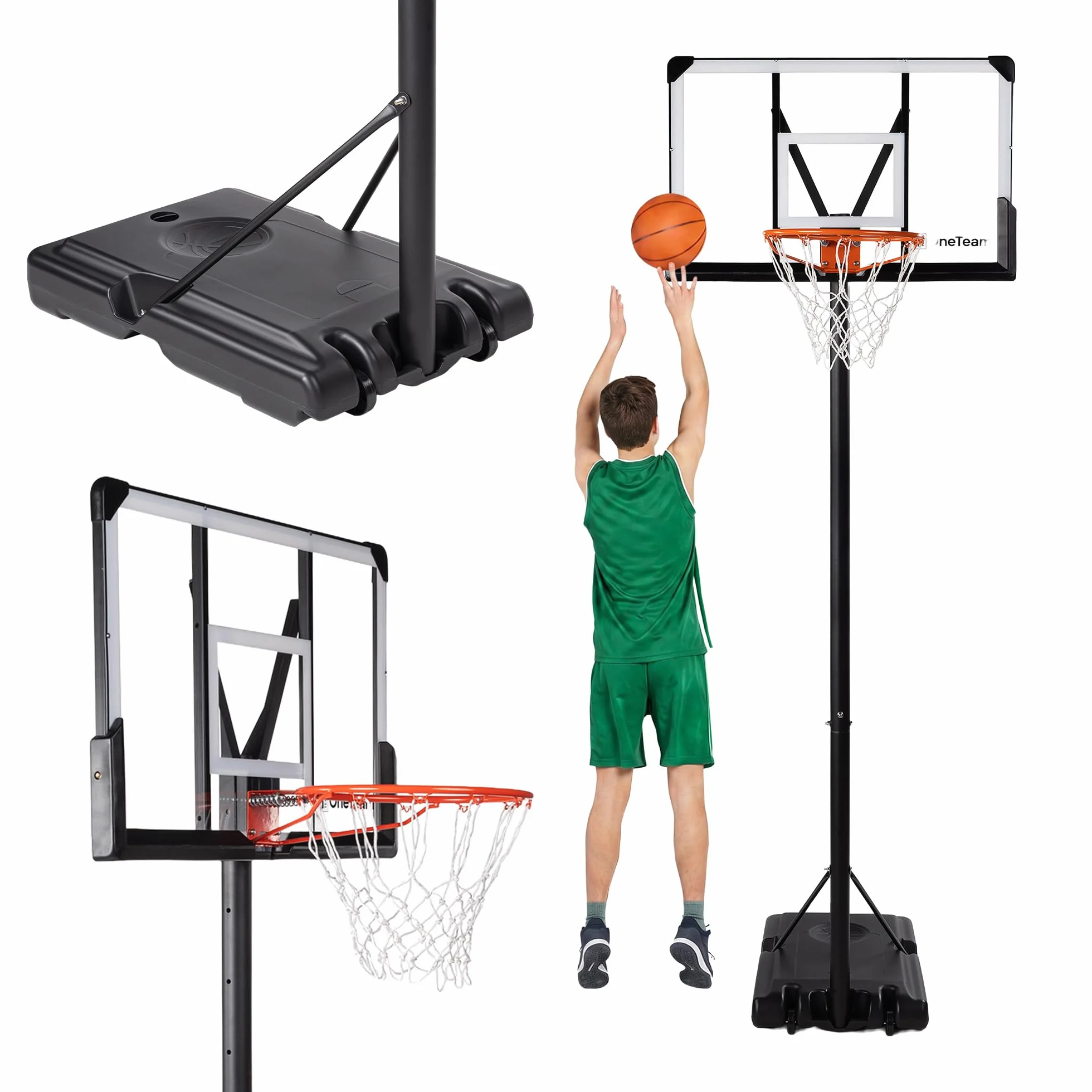 OneTeam Pallacanestro BH04 nero regolabile autoportante 140 l