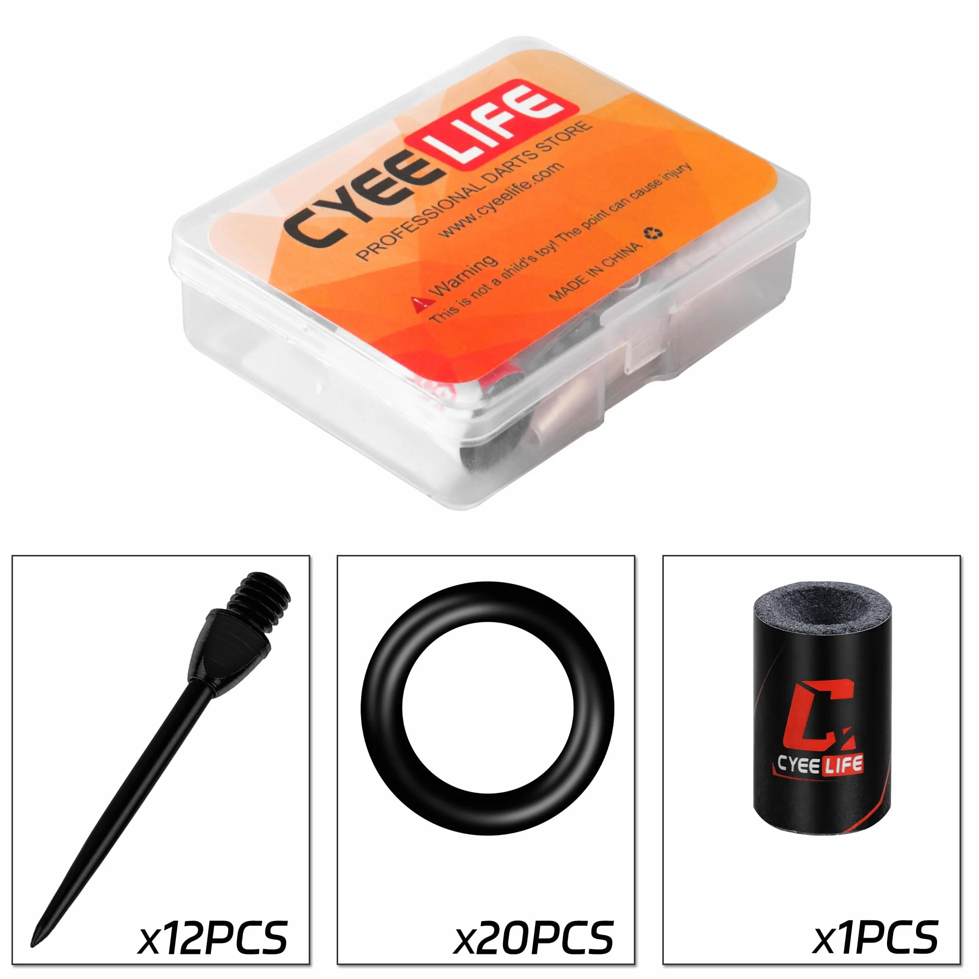 CyeeLife 12 pezzi punte in acciaio 2BA per freccette + affilatore, converti softdart