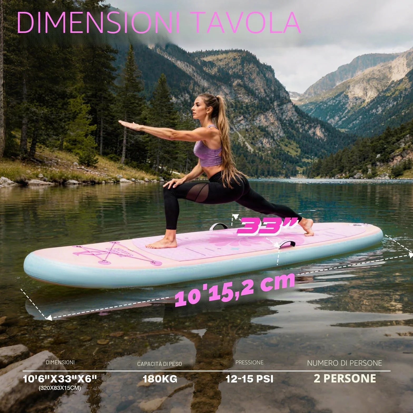 SUP Gonfiabile Adulti 320 cm Stand Up Paddle Board, Tavola Gonfiabile 2 Posti