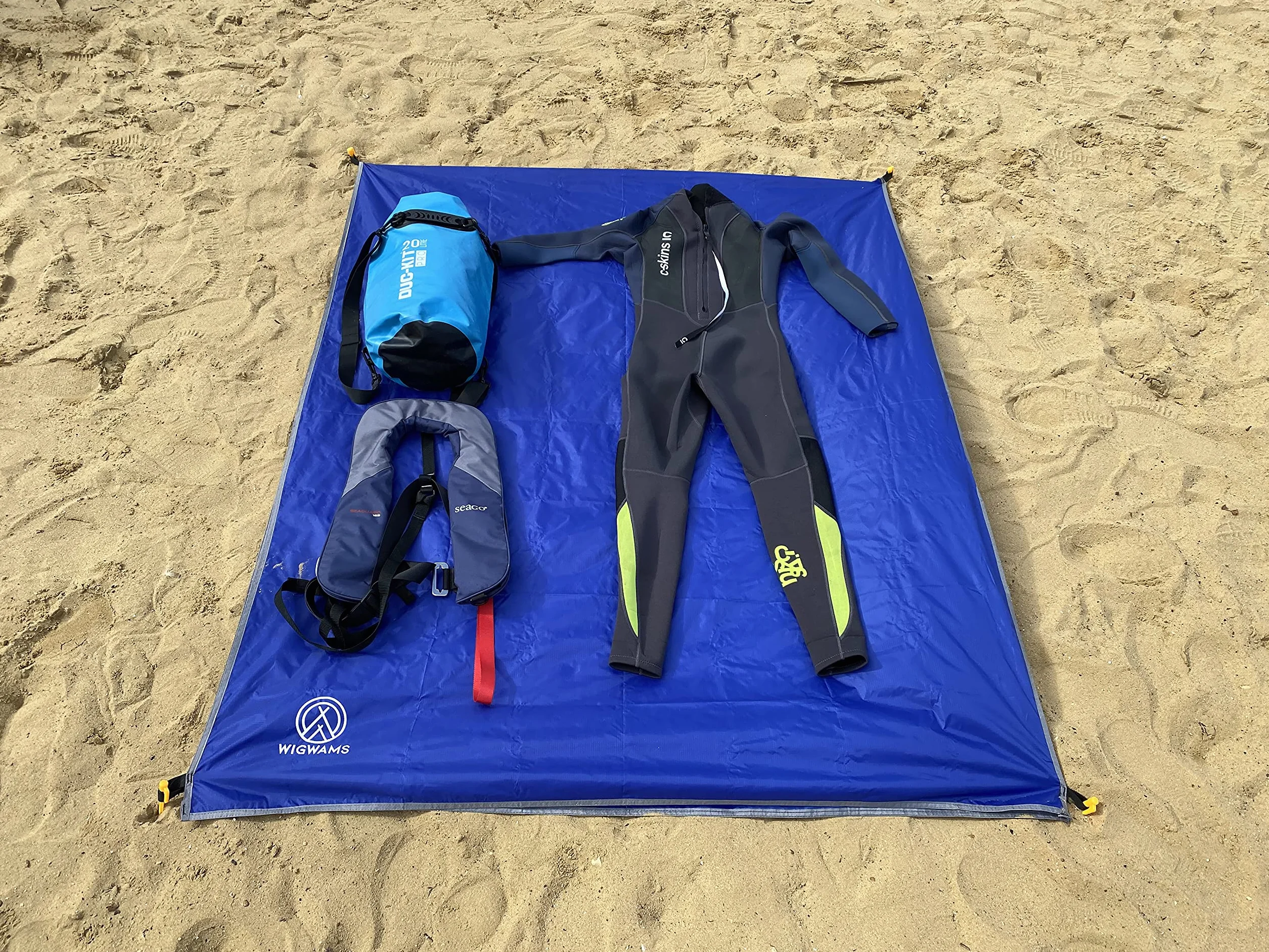 SUP Tappetino da atterraggio per tavole da paddle 360 x 145 cm blu oceano nylon 210T