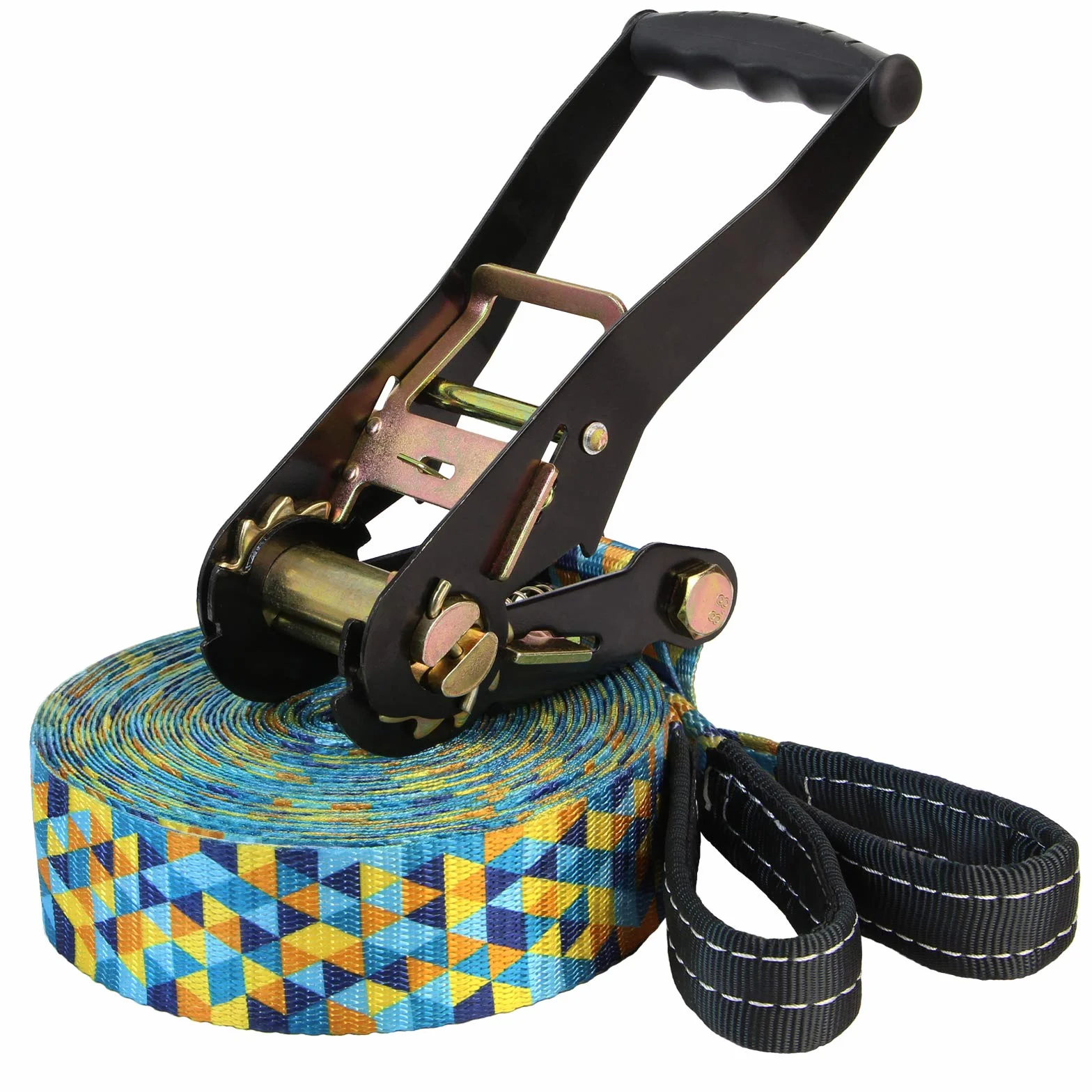 ALPIDEX Slackline Set 15 m z ochronami drzewa i zabezpieczeniem zapadki
