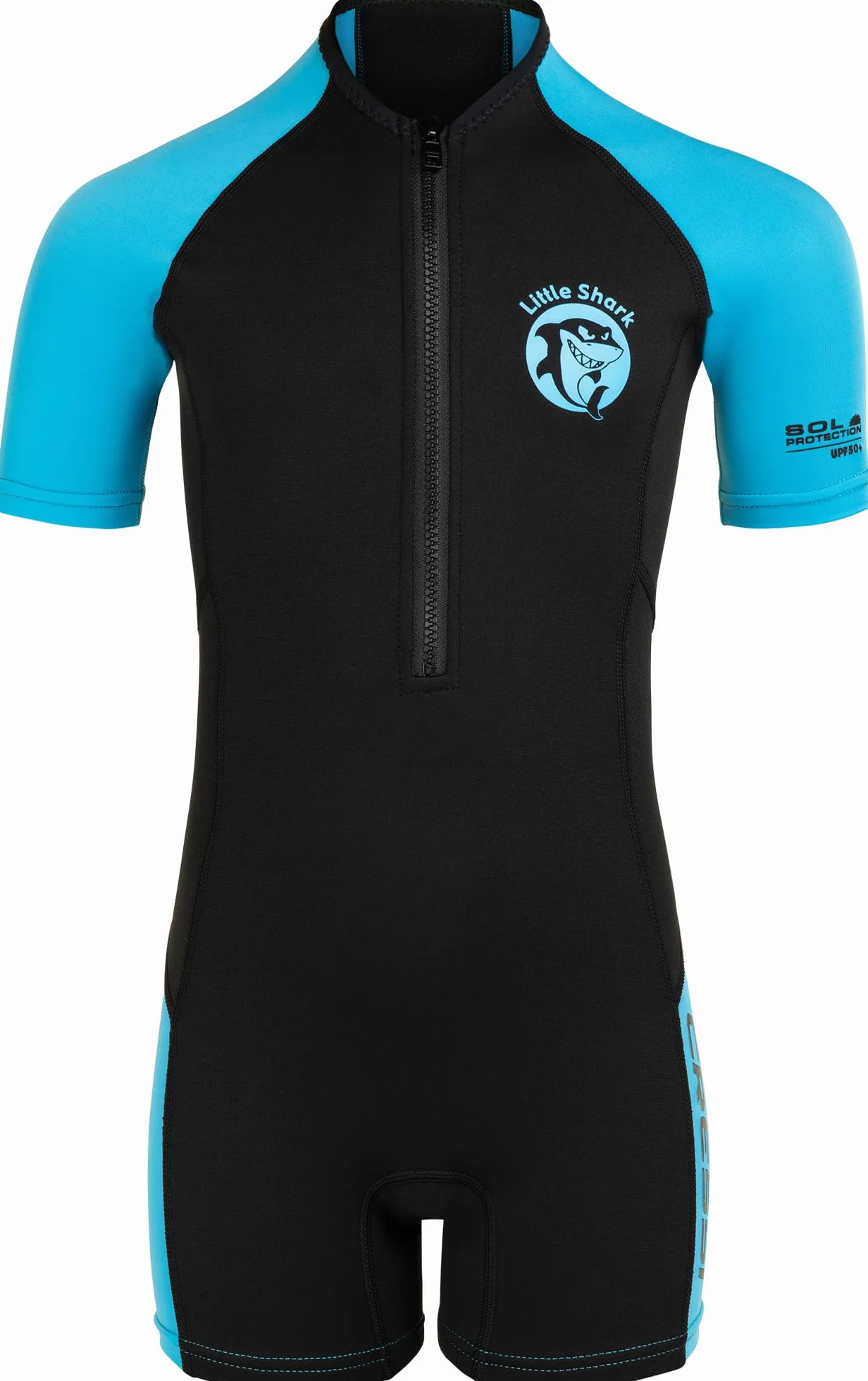 Cressi Little Shark Muta Shorty 2 mm Bambini Unisex Maniche Corte Protezione Termica UV Nuoto Snorkeling Sport Acquatici Zip Frontale