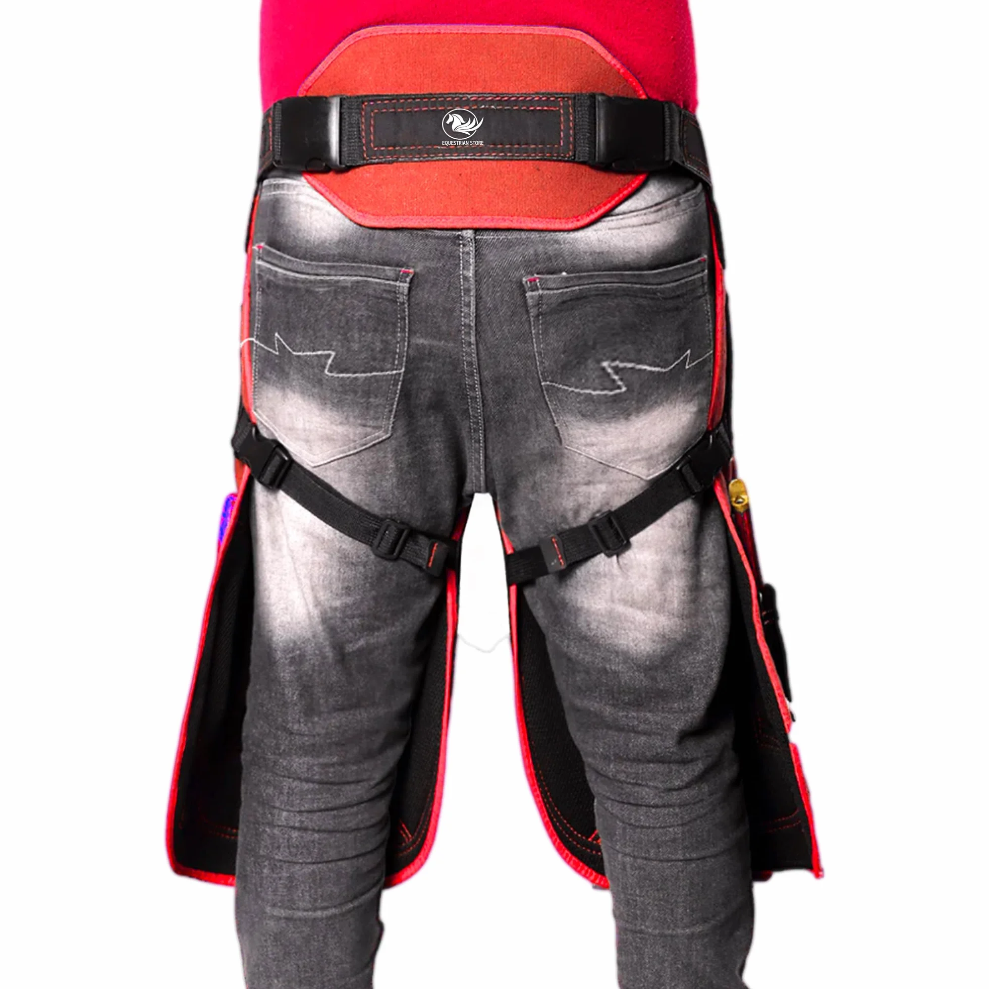 Grembiuli in vera pelle scamosciata 59 cm Rosso & Nero per zoccoli utensili trimmer chaps