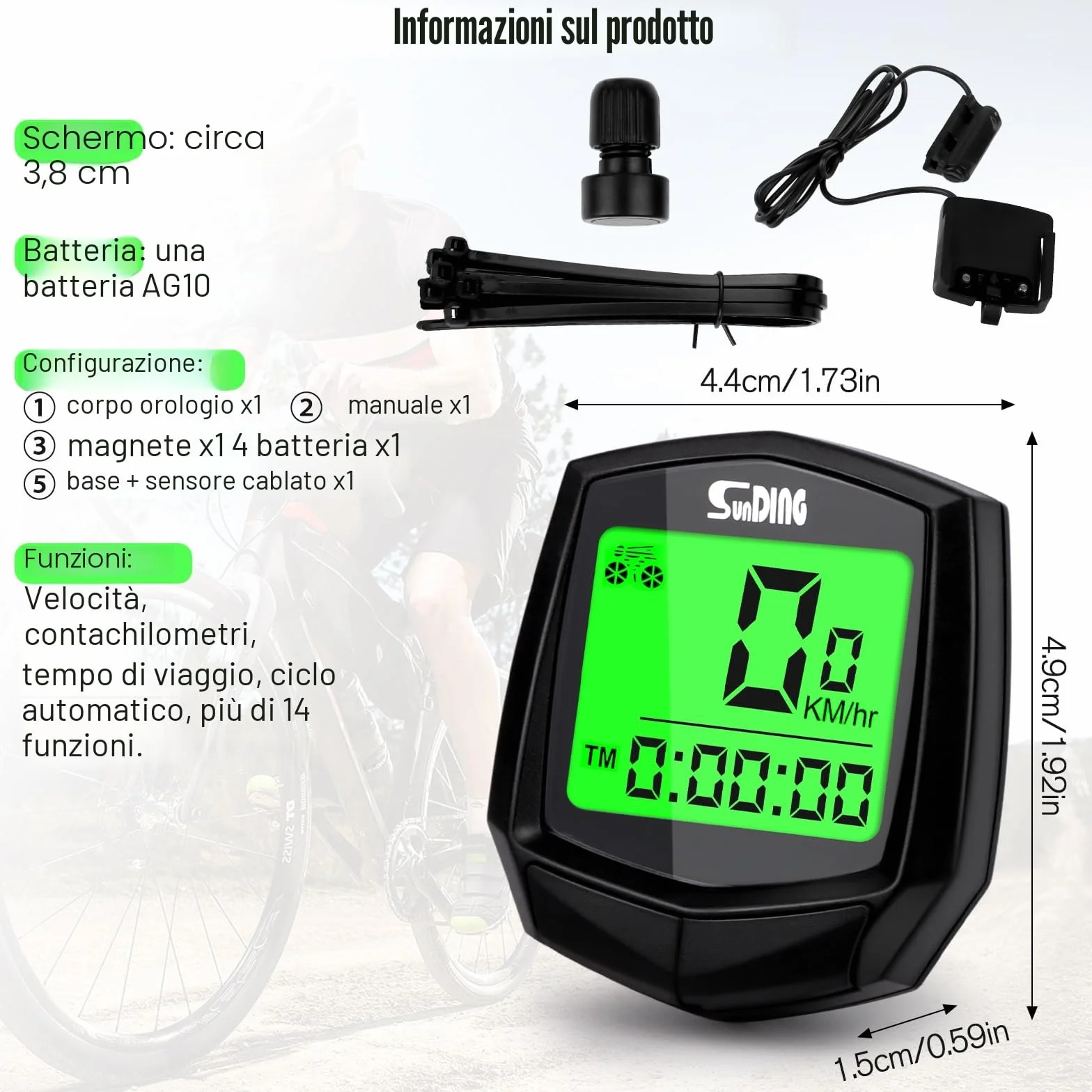 Tachimetro Computer Digitale per Bicicletta IP54 Impermeabile Display LCD HD Retroilluminato