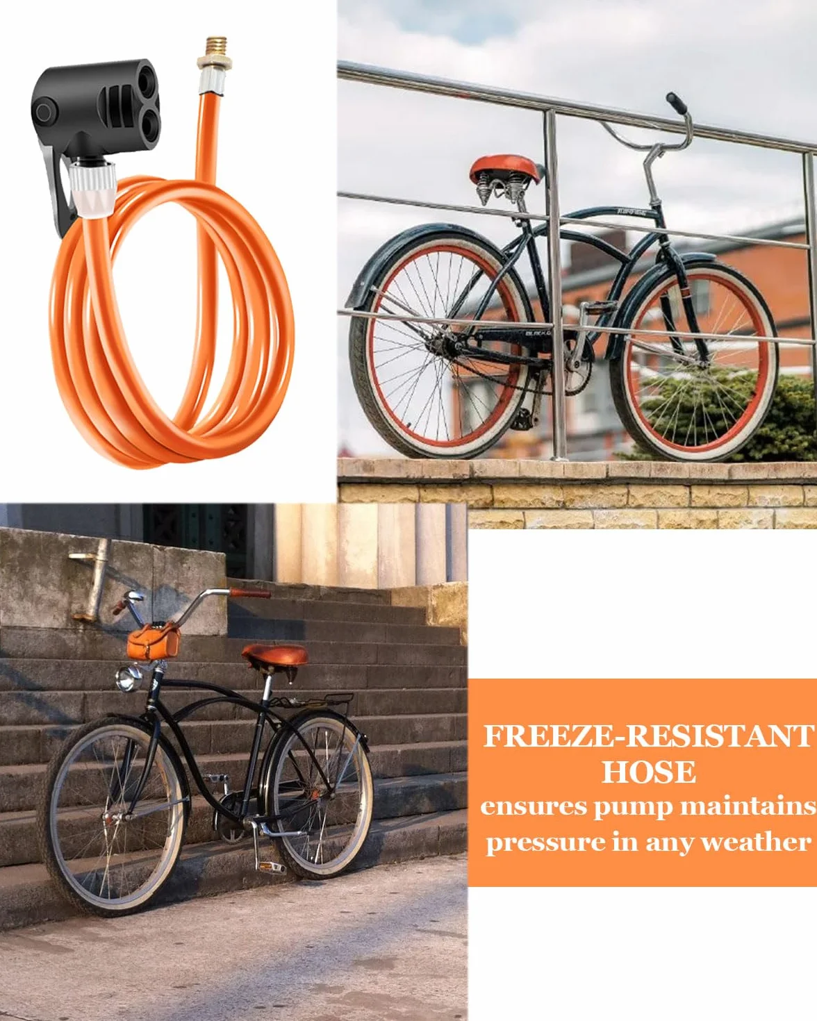 Pompa bici tubo flessibile valvola Presta Schrader 120cm per bicicletta MTB