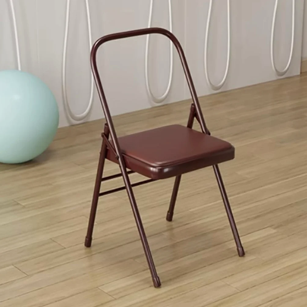 Sedia Pieghevole per Yoga Iyengar in Metallo - Ausiliaria, Portatile, Rinforzata, Senza Schienale - Bianca, 31,5 x 18,5 x 17,3 Pollici (Brown)