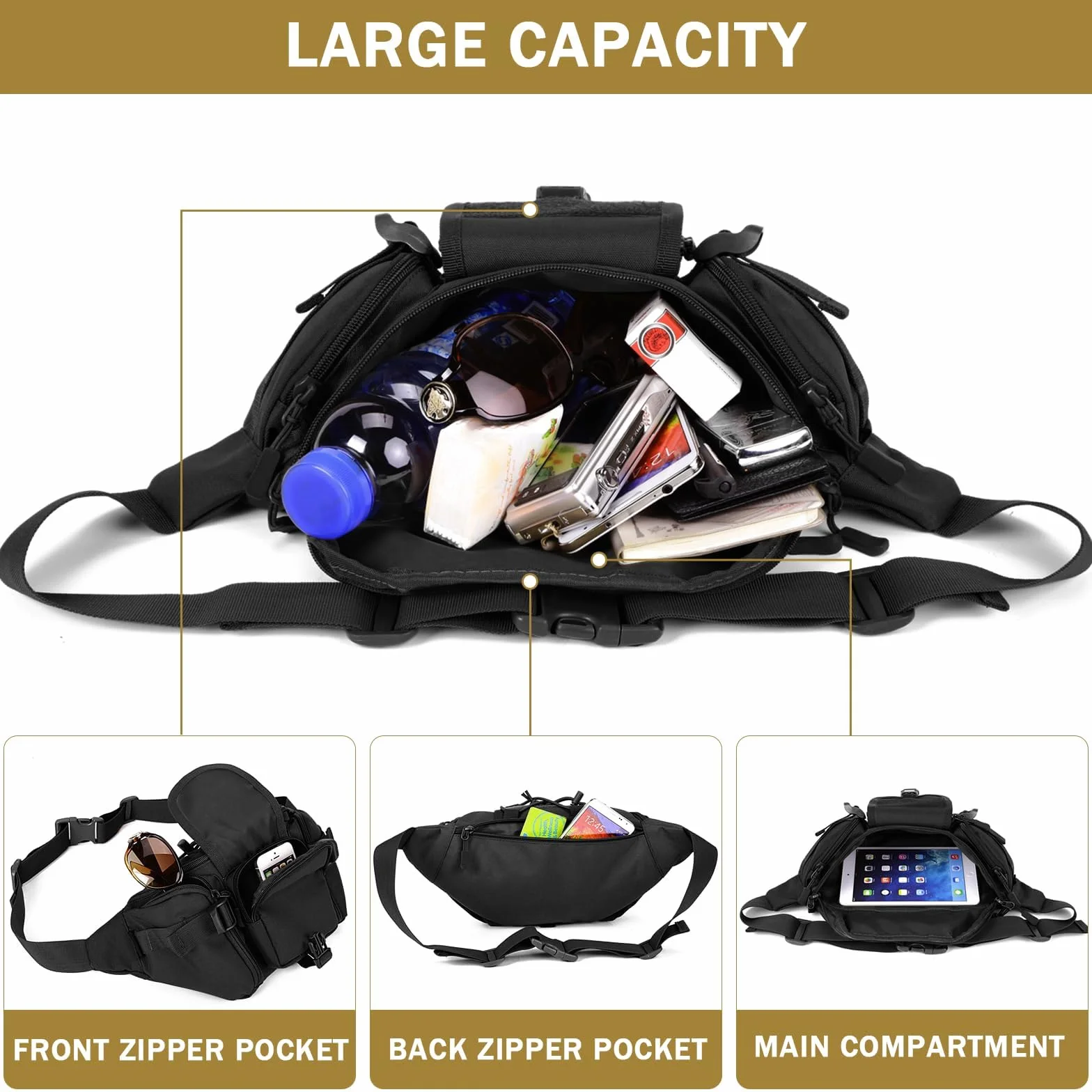 Huntvp Marsupio Tattico Sportivo Borsa Petto Militare per Campeggio Escursione Ciclismo Viaggio Trekking Outdoor