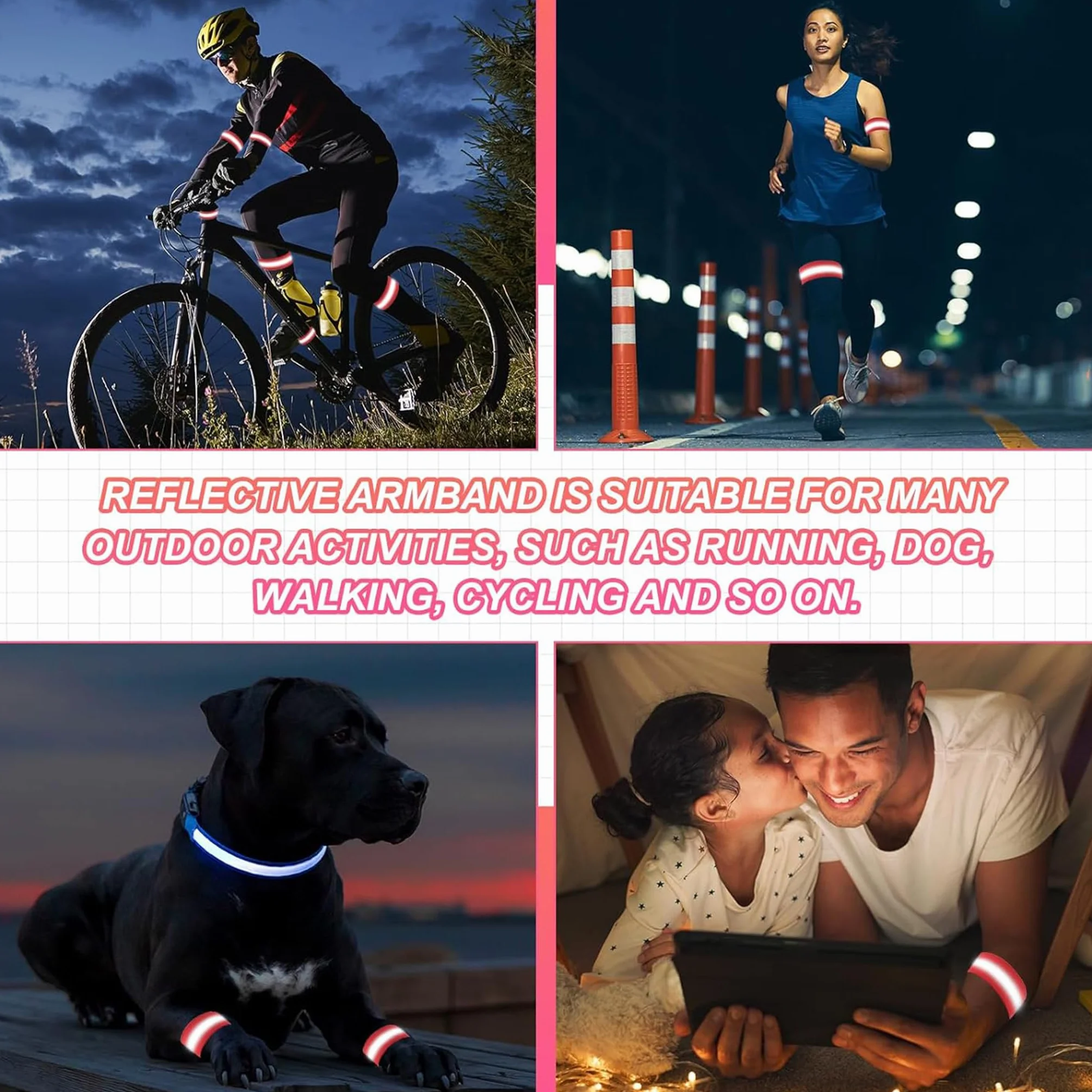 Fasce Rifrangenti 10 Pezzi 5 Colori Bracciale Catarifrangente Regolabile Ciclismo Escursionismo