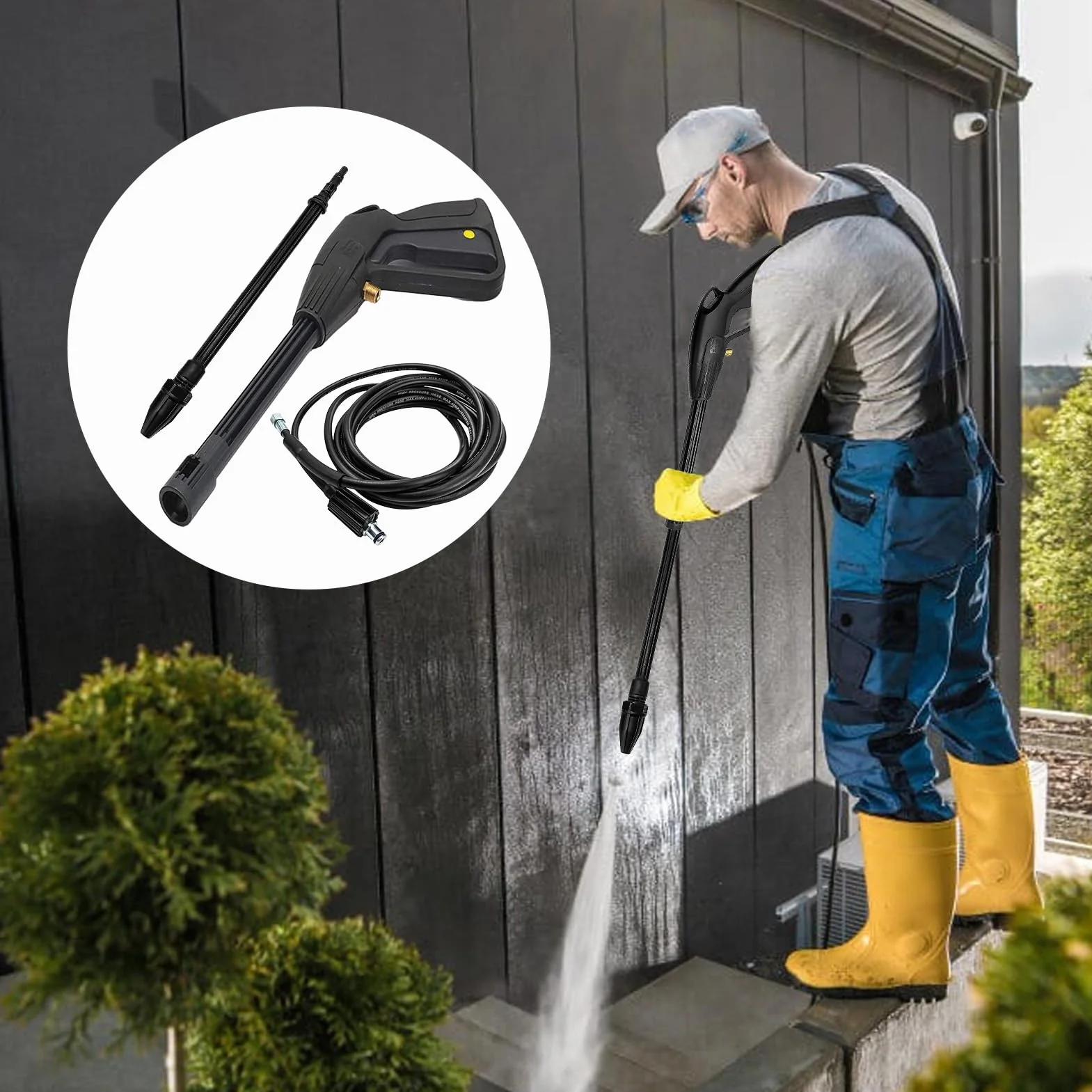 per Pulizia ad Alta Pressione,Pistola A Pressione Con Tubo Regolabile - Attrezzatura per Pulizia Domestica di Veicoli Giardino Pavimenti Viale Cortile Terrazzo