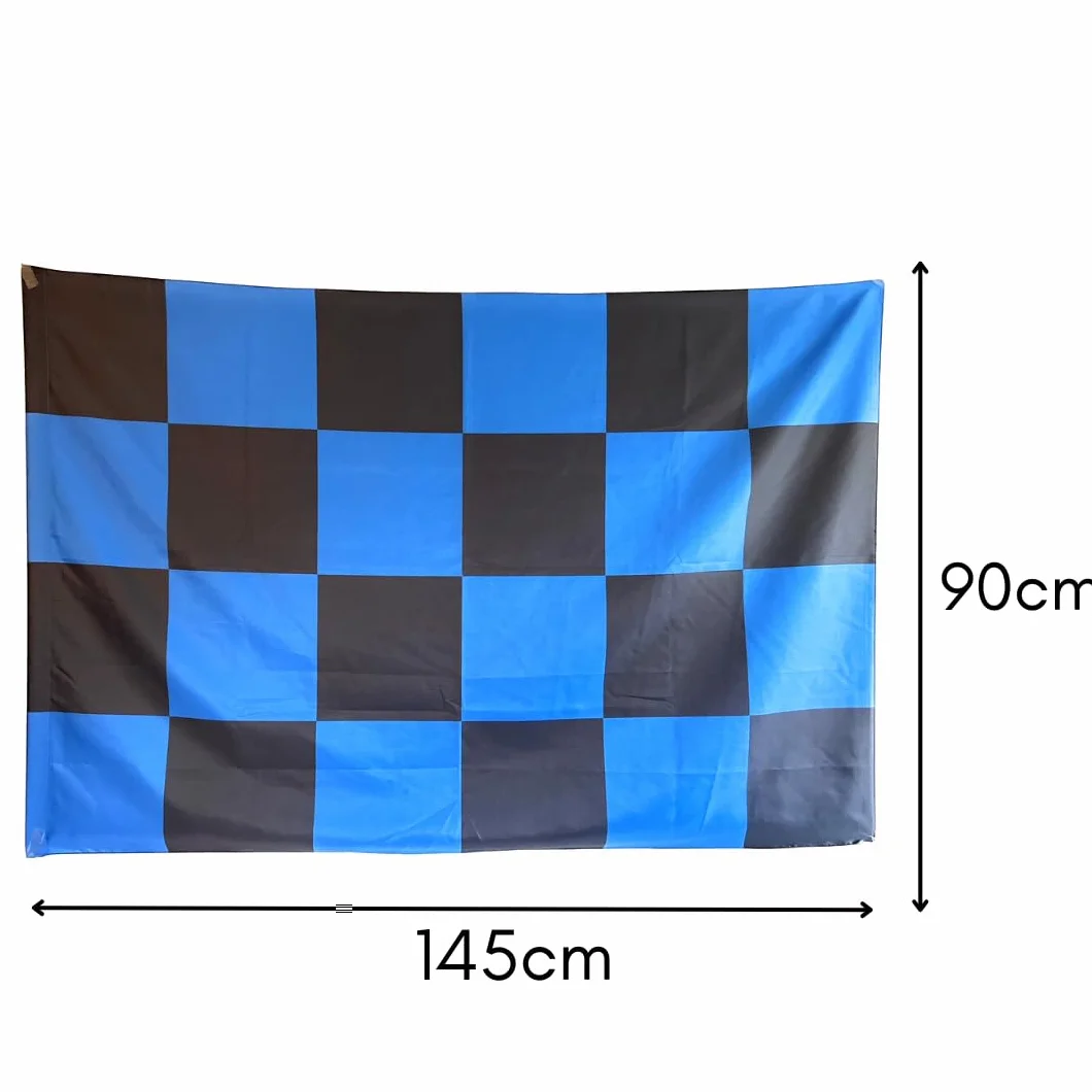 NARAMAKI Bandiera Scacchi Neri E Azzurri 90x150cm Made in Italy in Poliestere
