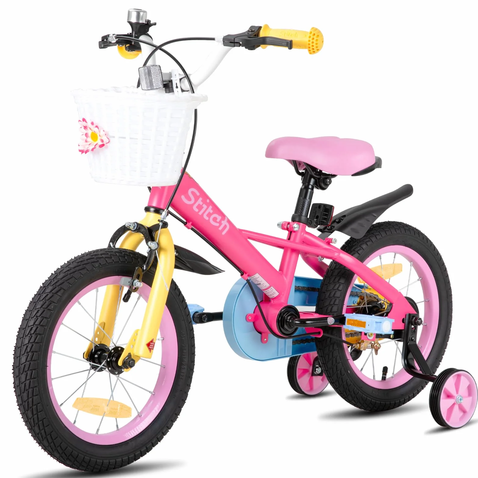 STITCH Macaron Bicicletta da Bambino 12-18 Pollici con Stabilizzatore e Cestino
