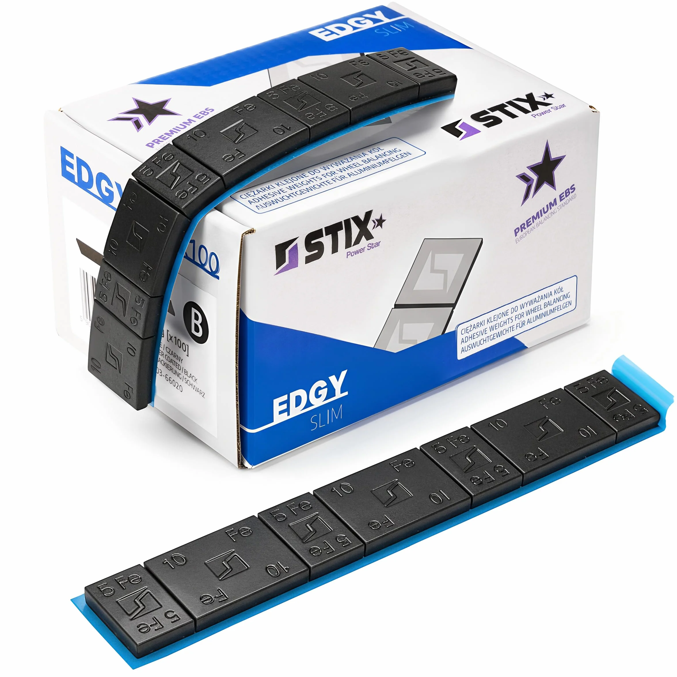 Stix 100x contrappesi adesivi per cerchioni in alluminio 5+10g, pesi di bilanciatura neri, striscia adesiva per cerchioni di autovetture, furgoni e SUV
