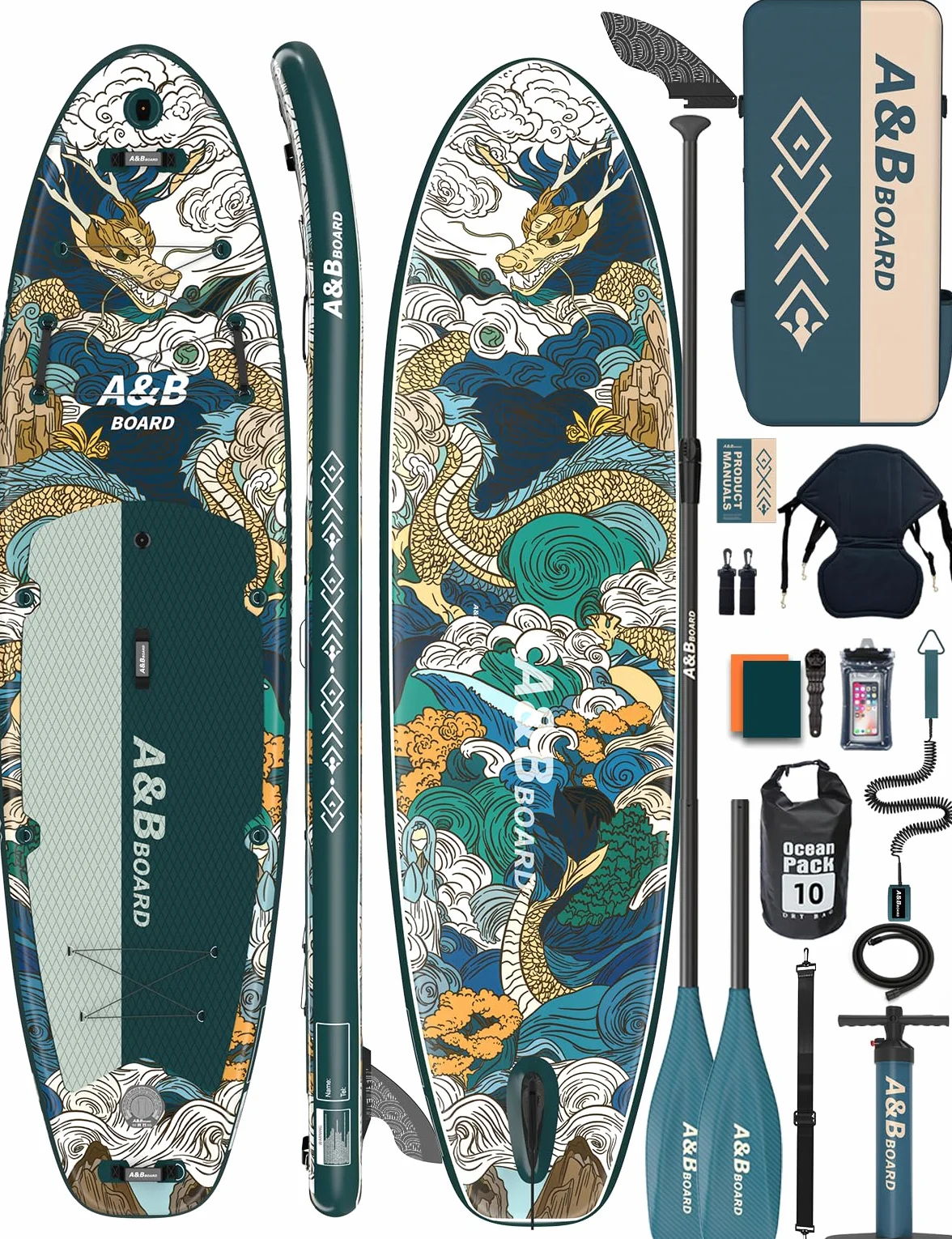 A&BBOARD SUP Gonfiabile Adulti con Tutti gli Accessori,335 cm Tavola da Stand up Paddle Board Gonfiabile per Tutti i Livelli di Abilità