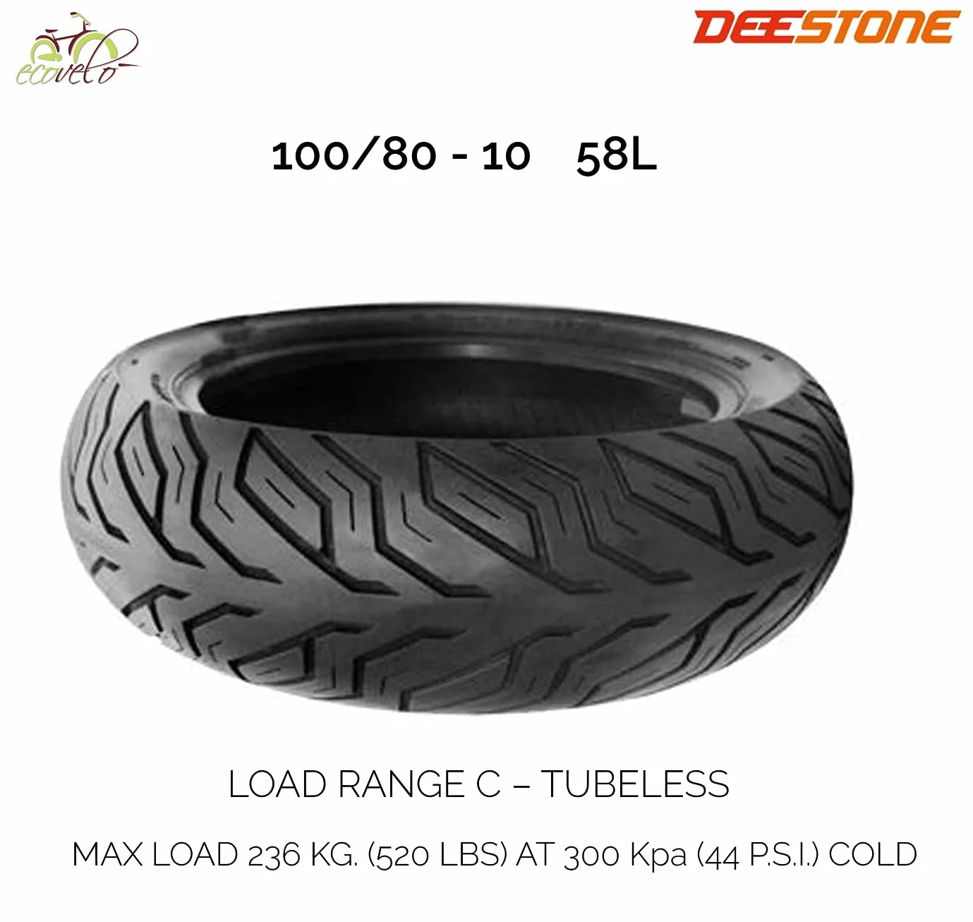 Pneumatico Rinforzato GOMMA DEESTONE 100/80-10 D825 Compatibile Piaggio Vespa Scooter