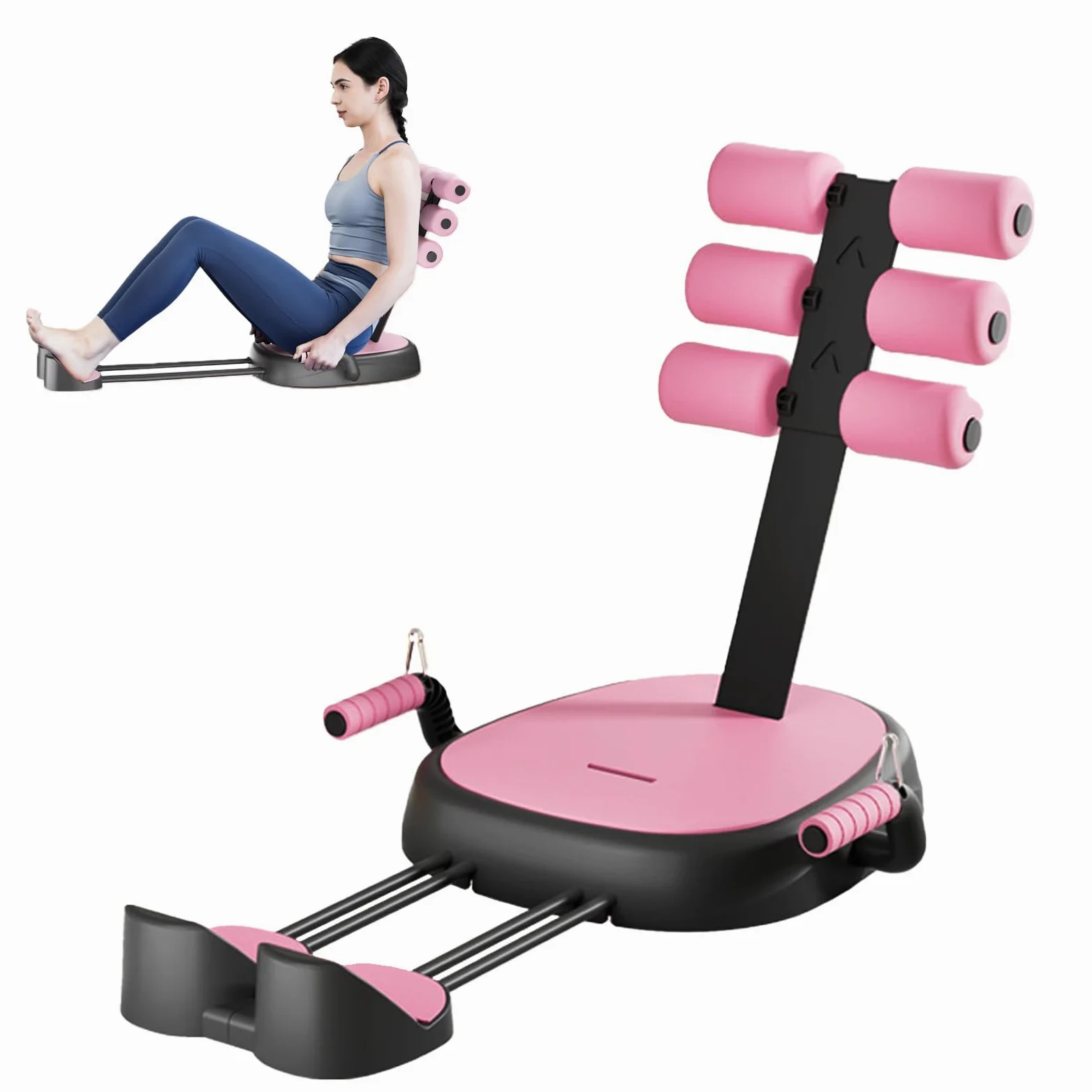 Allenatore per addominali per la casa, 7 in 1, panca pieghevole con maniglia aggiuntiva rimovibile, per addominali, vita, panca, fianchi, gambe, max 150 kg