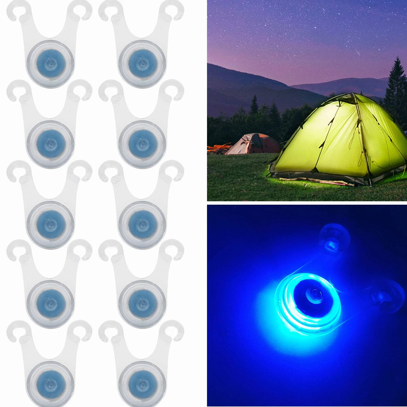 Keenso Corda da Campeggio LED 10pcs Luci di Avvertimento in Silicone per Esterni
