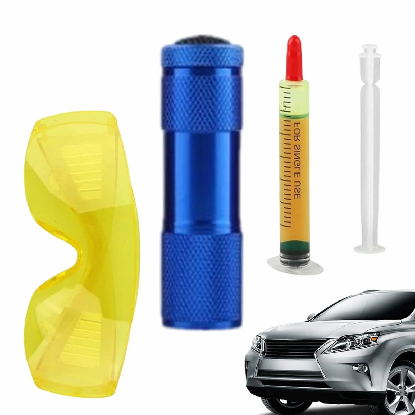 Kit rilevamento perdite UV - Tracciatore protettivo accurato con torcia, rilevatore di refrigerante CA, controllo motore automobilistico, ricerca di raffreddamento | Rilevatore di perdite CA p