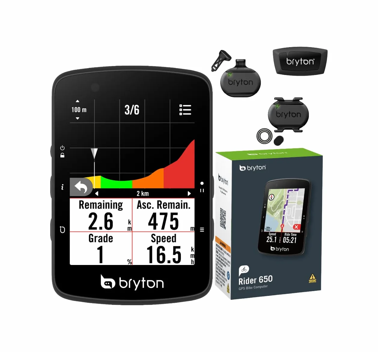 Bryton Ciclocomputer GPS Rider 650T con kit Dual Sensor e HRM