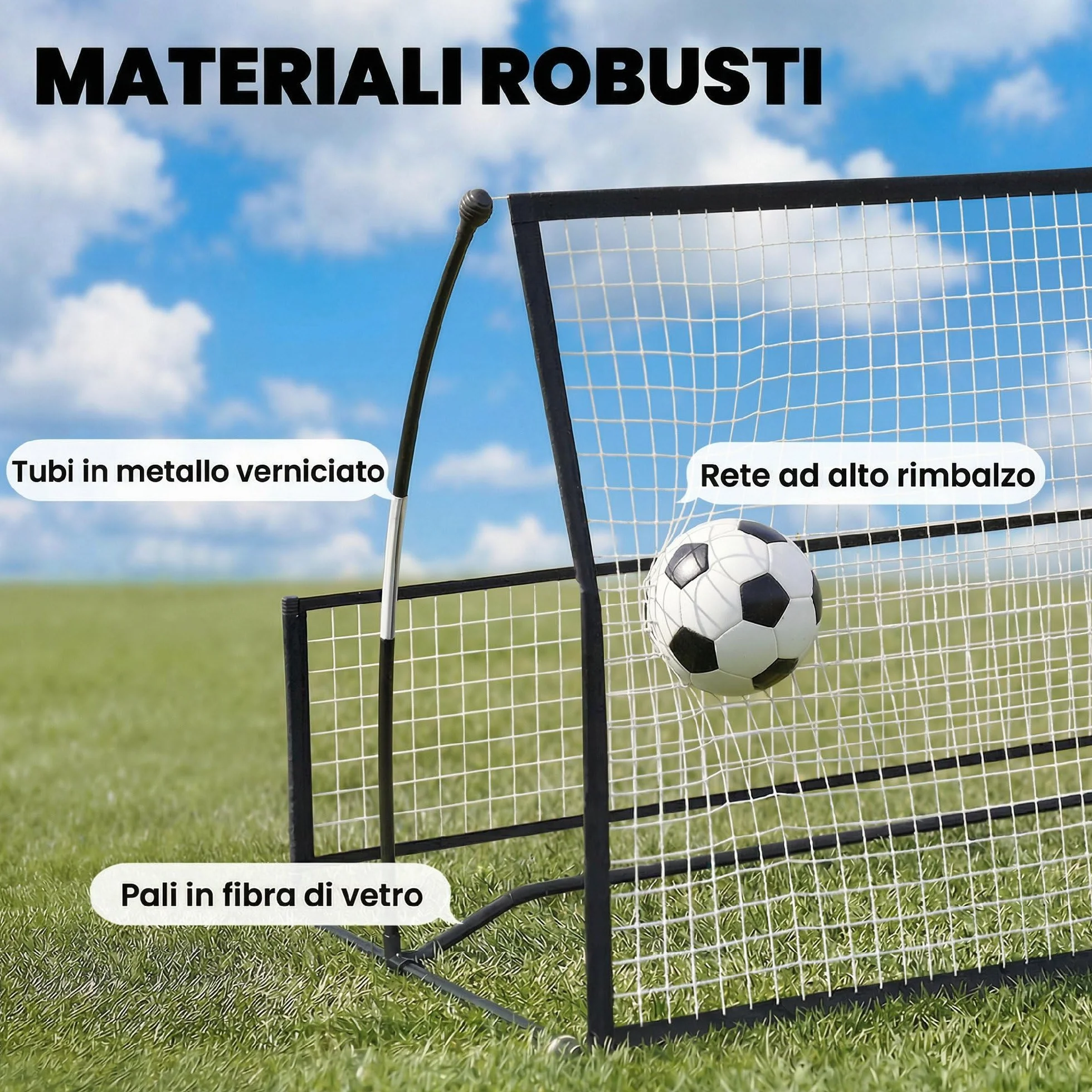 SPORTNOW 2 in 1 Pieghevole Rete di Rimbalzo per Calcio Doppio Lato con Borsa per Trasporto, Nero