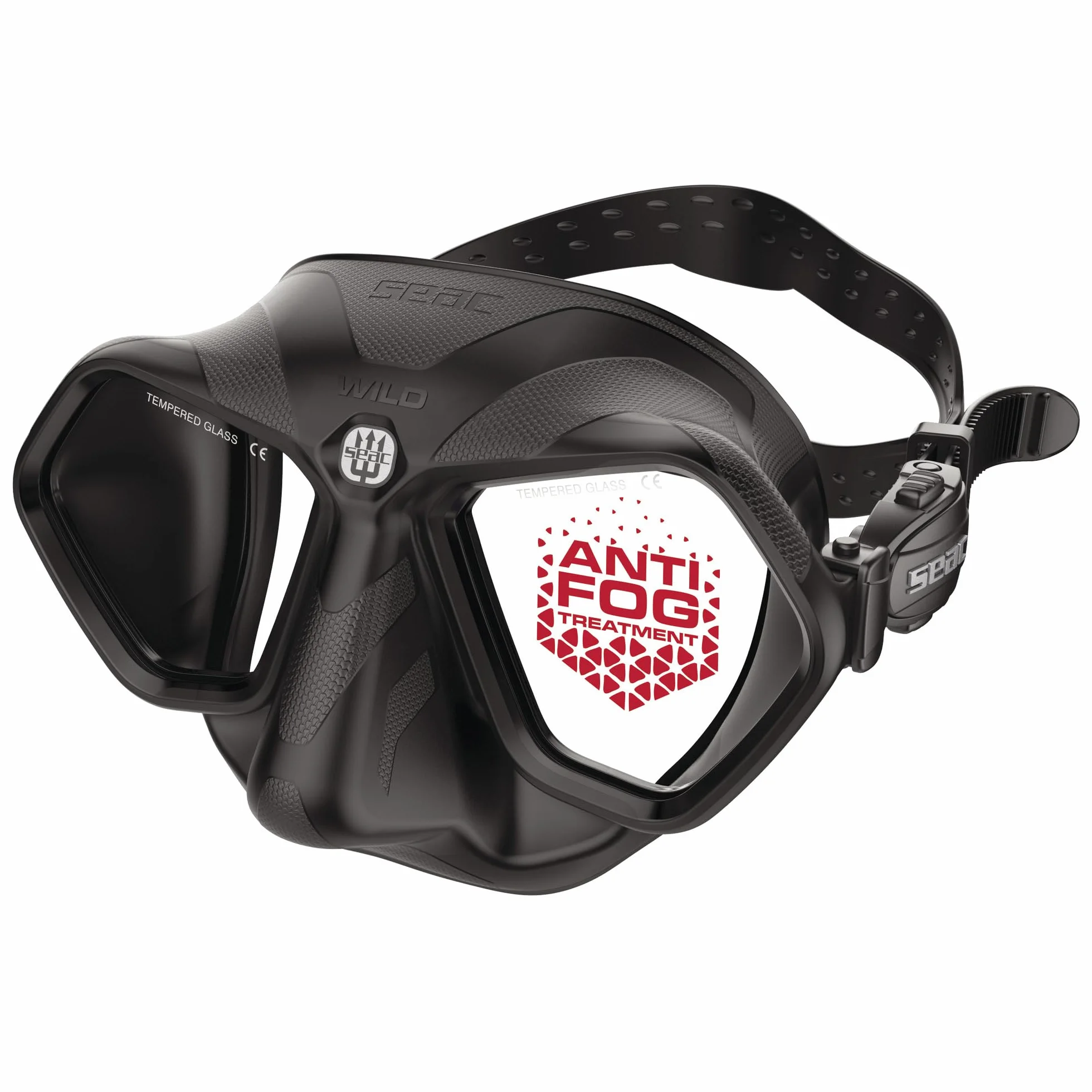 SEAC Wild Maschera Subacquea Antiappannamento Low Volume Silicone Apnea Pesca Doppia Lente Fibbia 3D