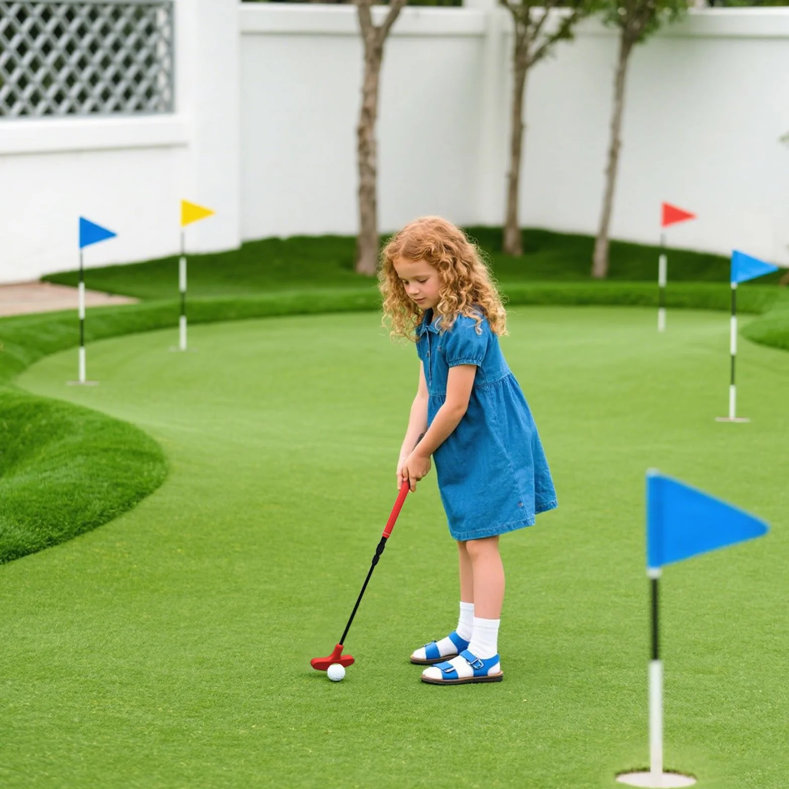 Regulowany zestaw putterów golfowych czerwony niebieski dla dzieci młodzieży