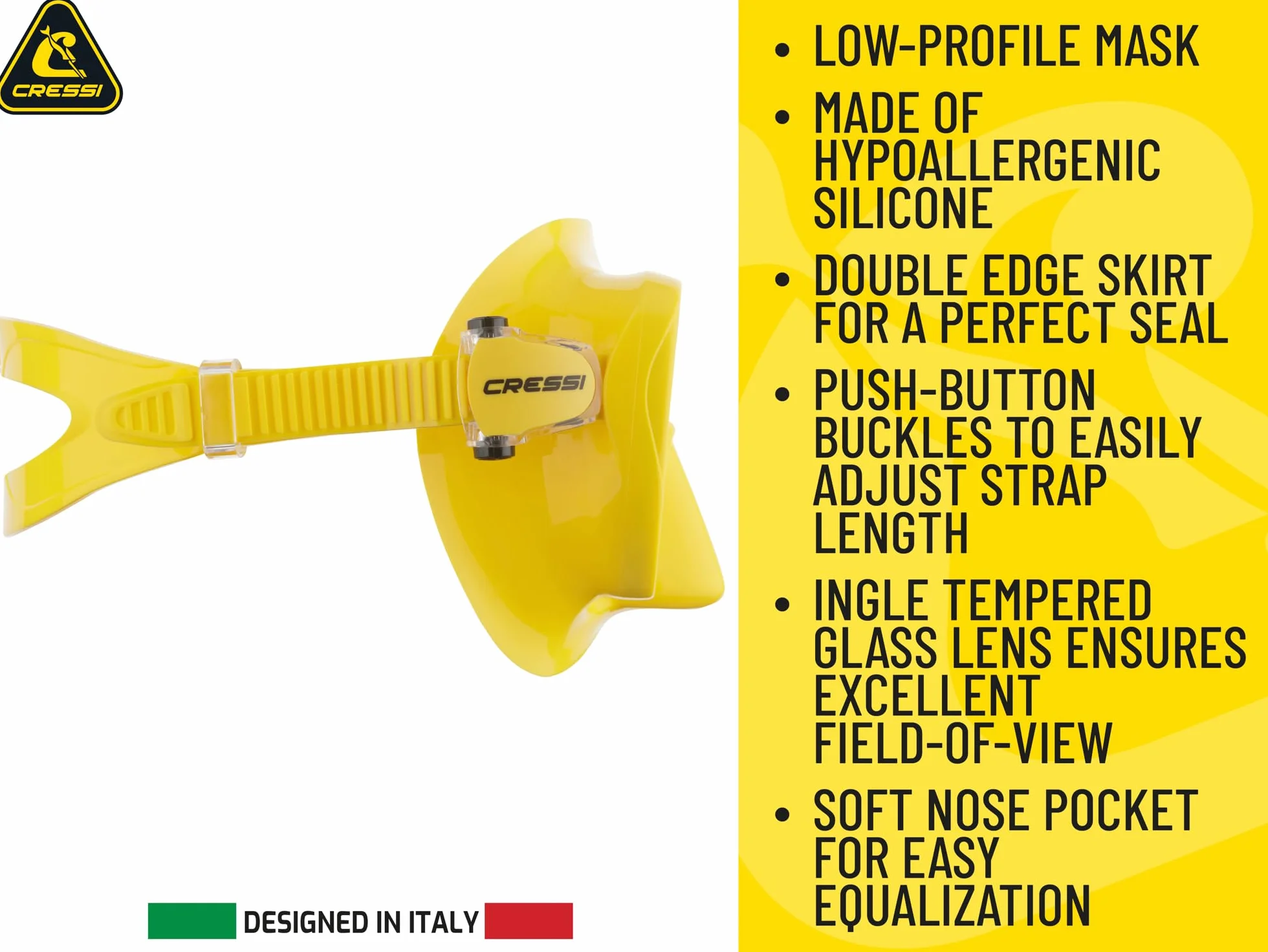 CRESSI F1 Maschera Frameless Snorkel Dry Set Immersioni Snorkeling Unisex