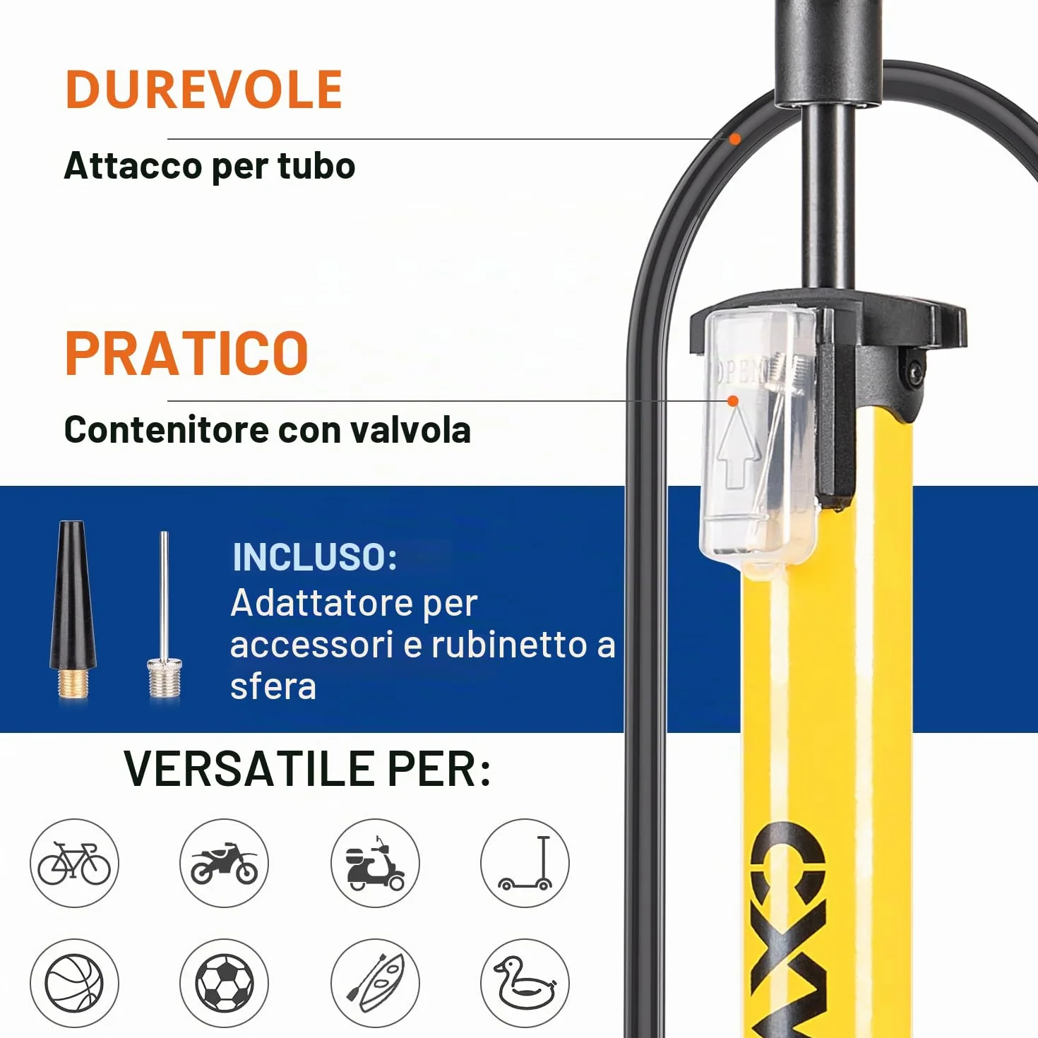 Pompa per bicicletta con manometro 11 bar/160 psi per strada, e-bike, MTB