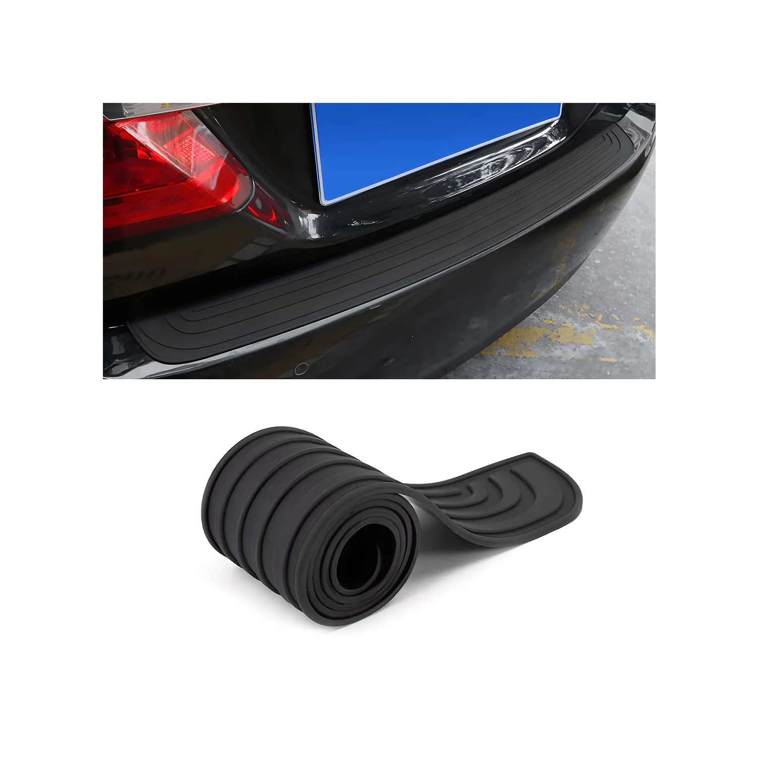 Protezione Paraurti Posteriore Auto, Protettore del Bagagliaio in Gomma 104cm X 9cm, Resistente ai Graffi e Antiscivolo, Adatto Alla Maggior Parte Degli Accessori Esterni Dell'Auto (Nero)