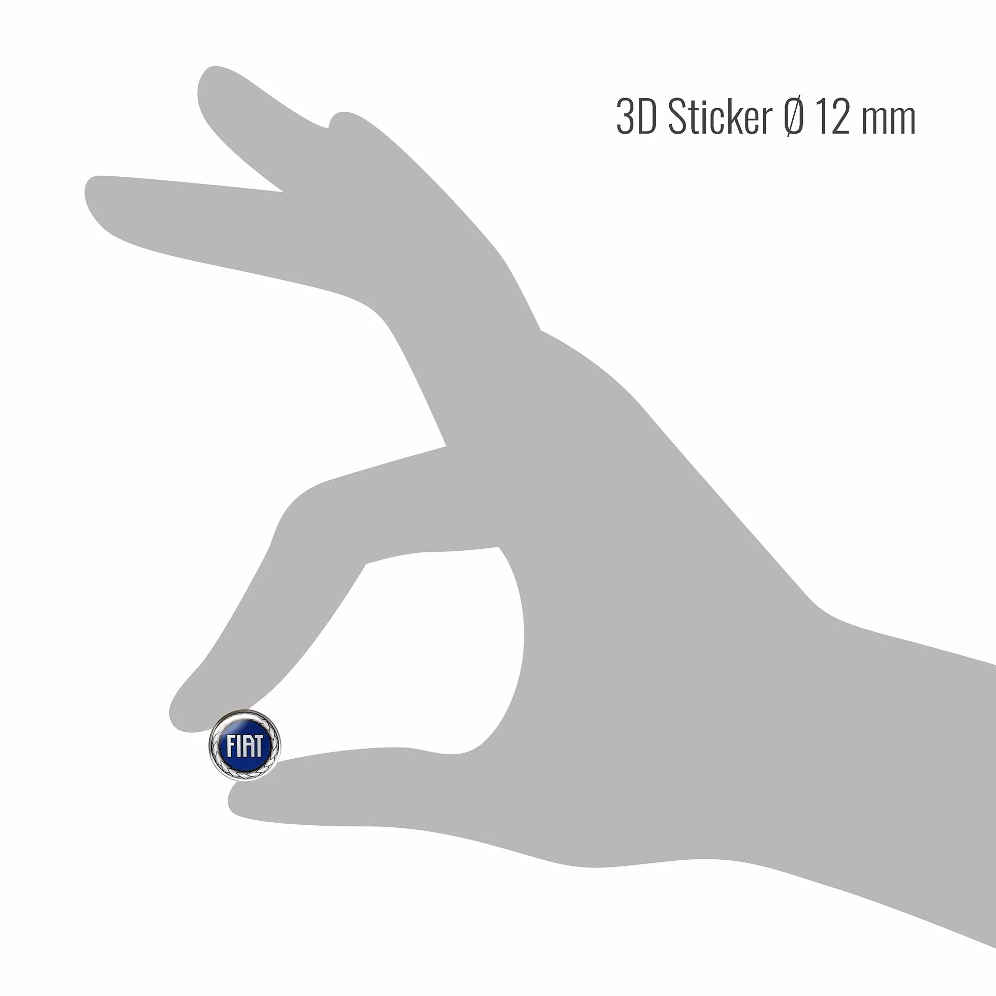Fiat Logo Adesivo 3D Ufficiale Blu 12 mm 2 Pezzi