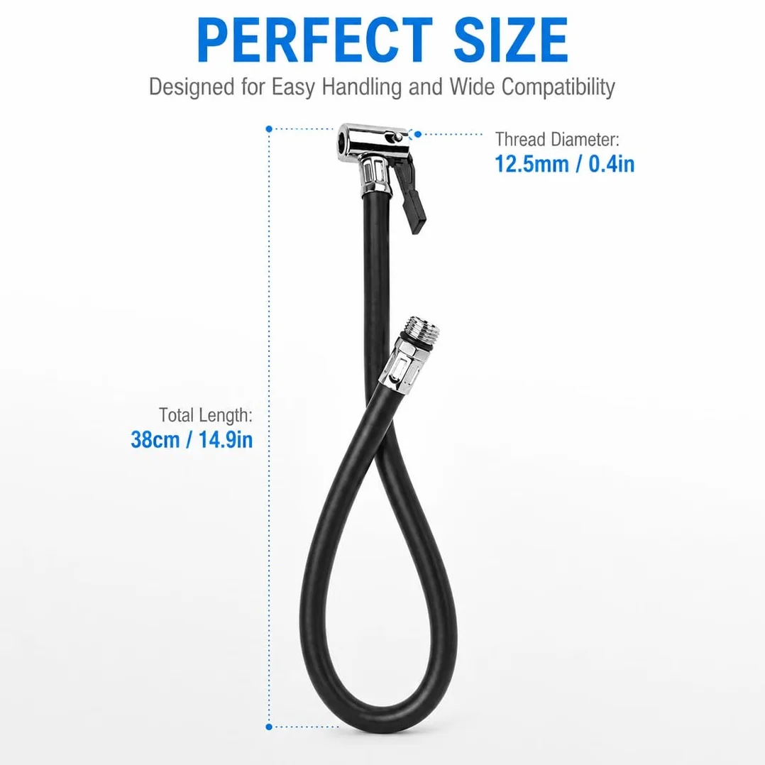 Tubo Flessibile Pompa Gonfiaggio 38 cm Prolunga per Pompa Pneumatici Valvola Schrader Ricambio
