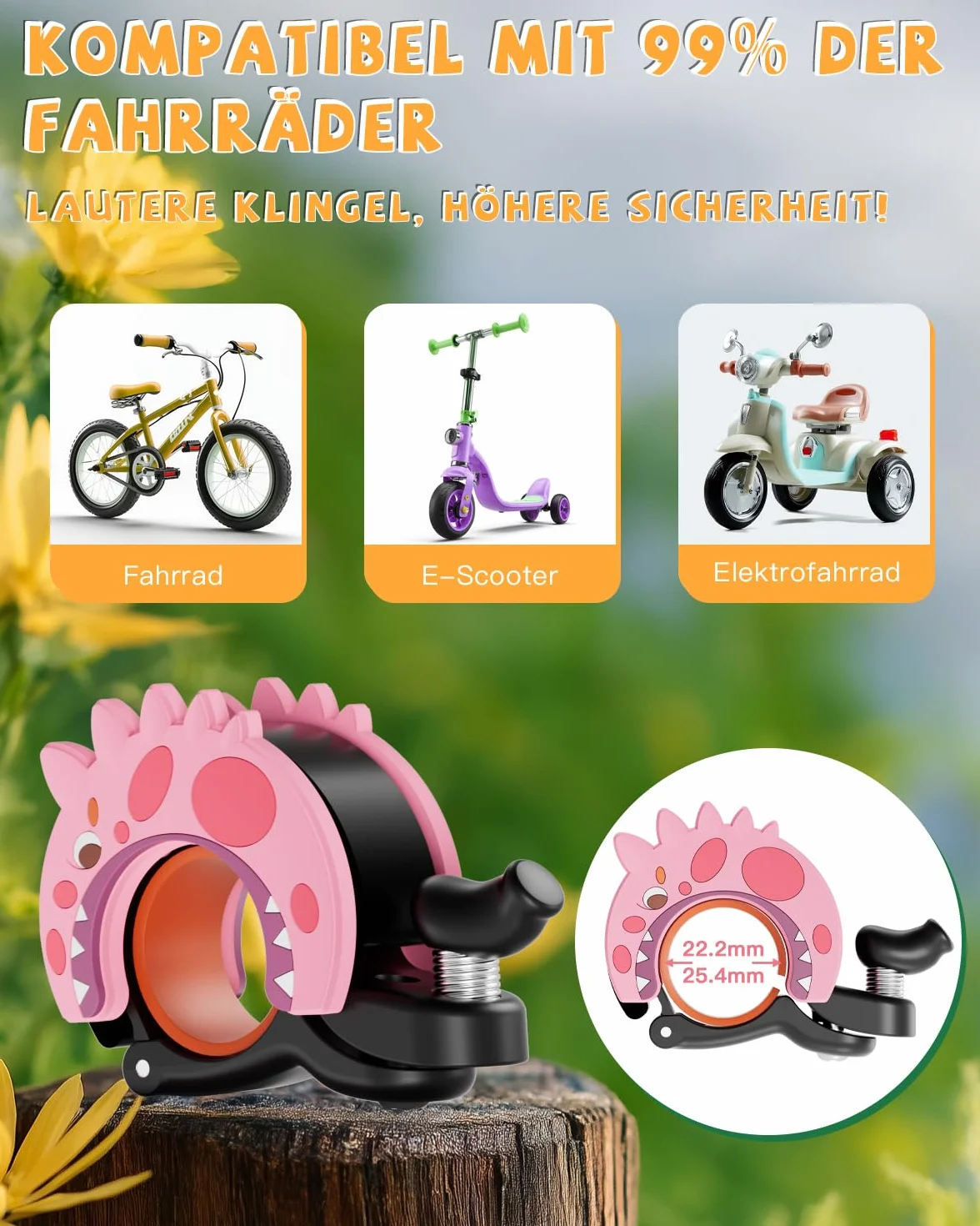 Campanello Bicicletta 22.2-25.4mm Mini Campanello per Bambini Ragazzi