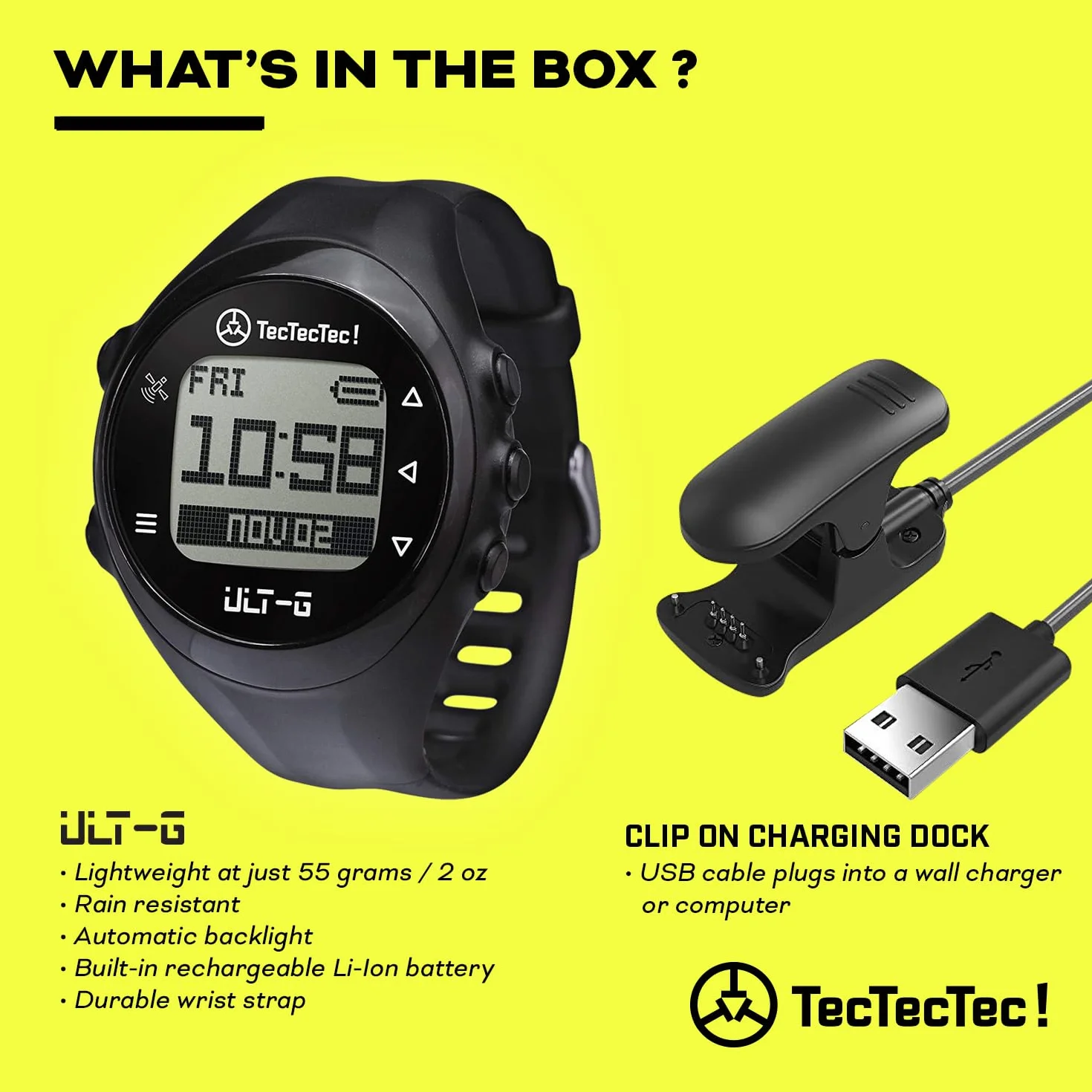 TecTecTec ULT-G Orologio GPS da golf con campi precaricati leggero