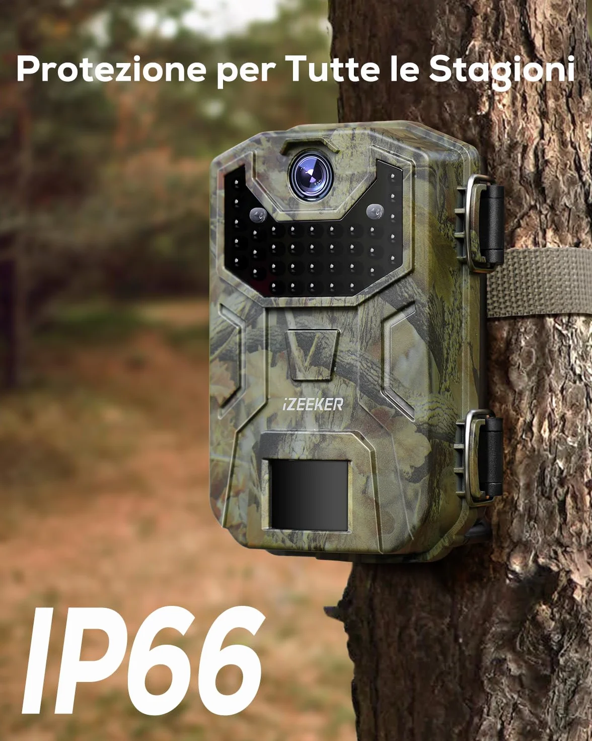 iZEEKER Fototrappola 2K 36MP HD LED Infrarossi Invisibili 940nm
