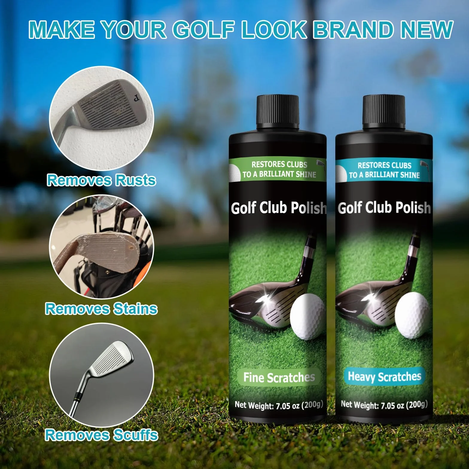 Kit lucidatura mazze golf 400 ml rimuove graffi metallo zinco alluminio acciaio
