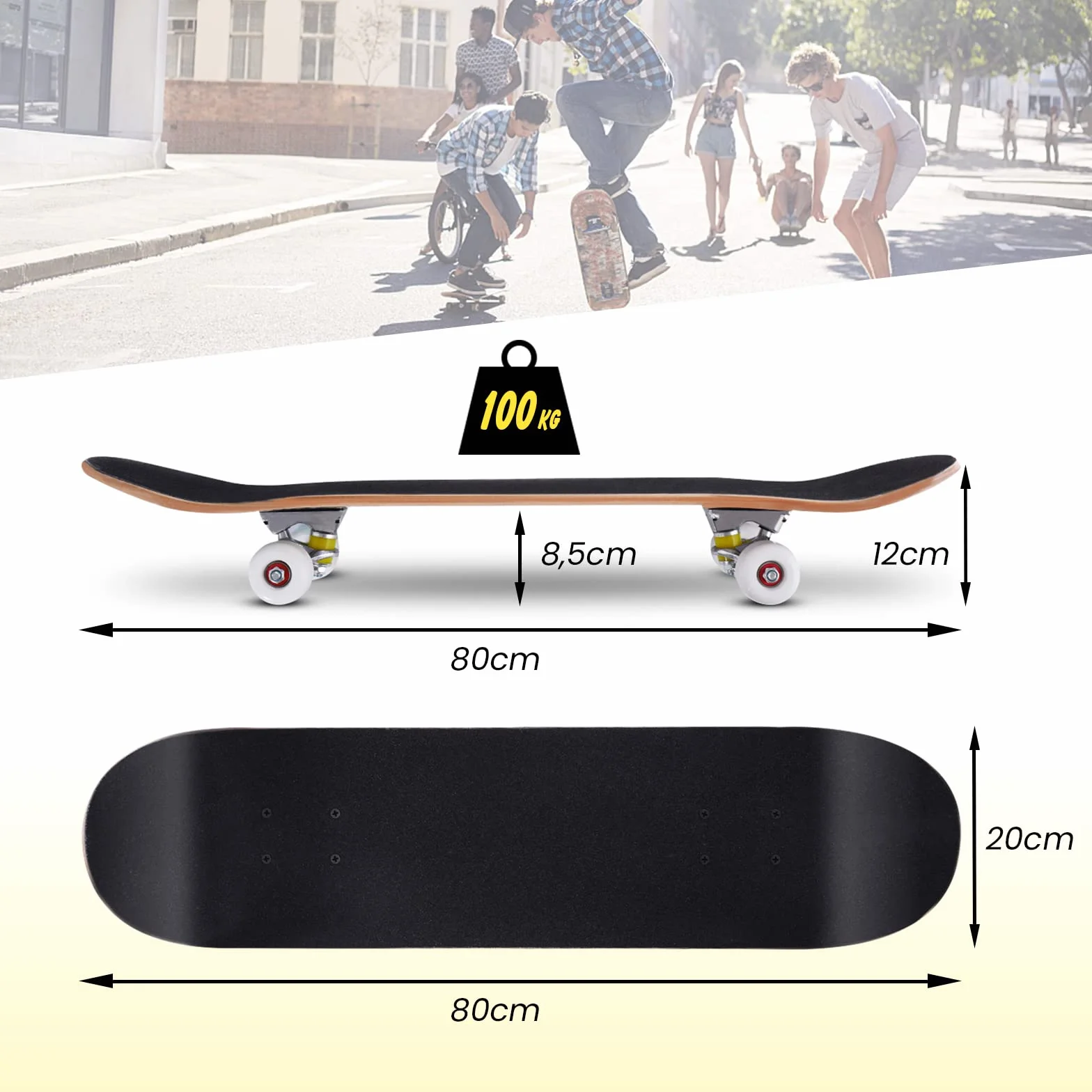 COSTWAY Skateboard Mini Cruiser Completa Longboard in Legno di Acero, Colori a Scelta, 79 x 20 cm