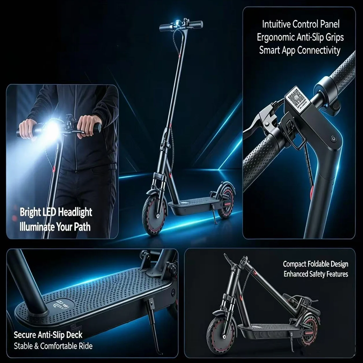 Monopattino Elettrico Pieghevole per Adulti 8.5''/10'' Pneumatici 30-45 km 4 Ammortizzatori App