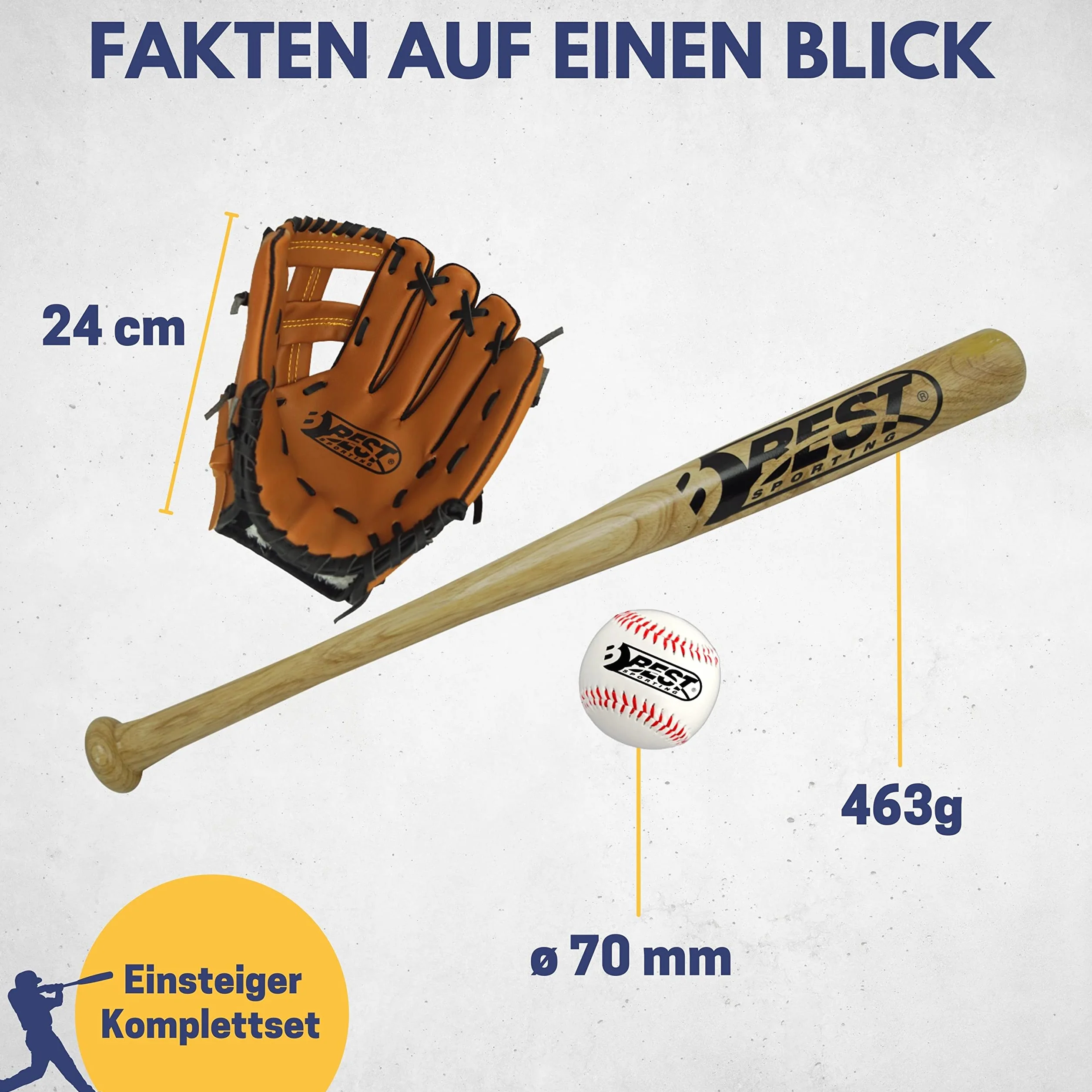 Best Sporting Set da baseball con mazza, guanto e palla