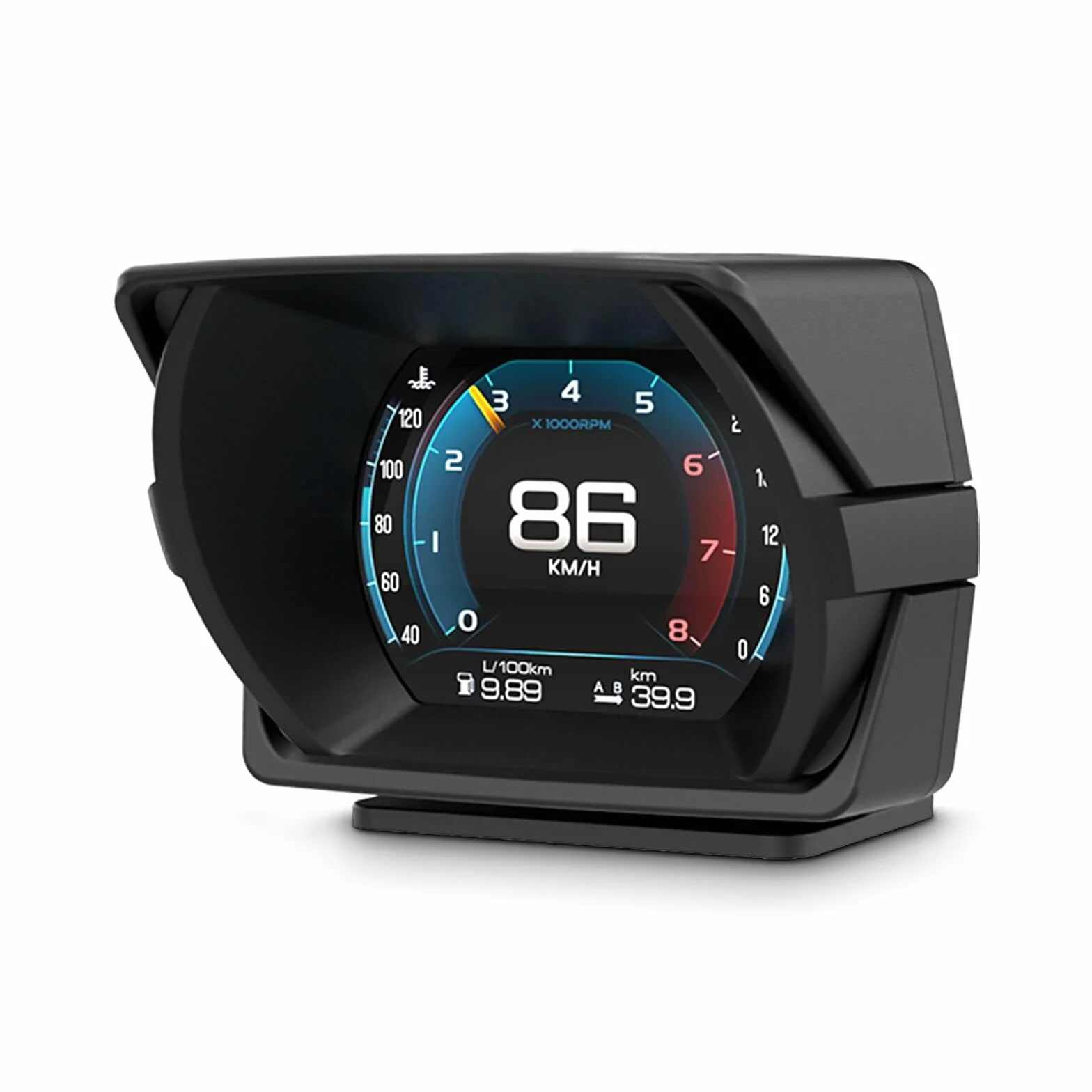 Heads up Display Car, Visualizzazione di una varietà di dati dell'automobile, Gradiente delle condizioni dell'automobile, Tachimetro, Applicabile a tutte le auto