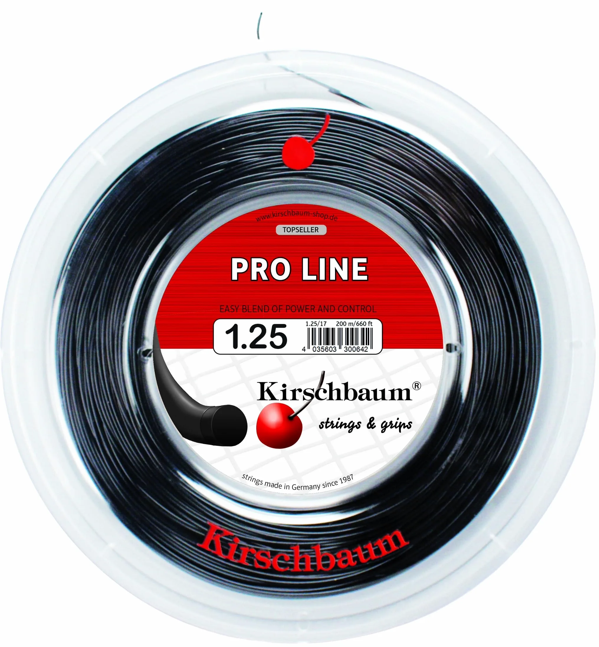 Kirschbaum PRO Line II-Bobina di Corde da 1,3 mm, Colore: Nero Unisex Adulto